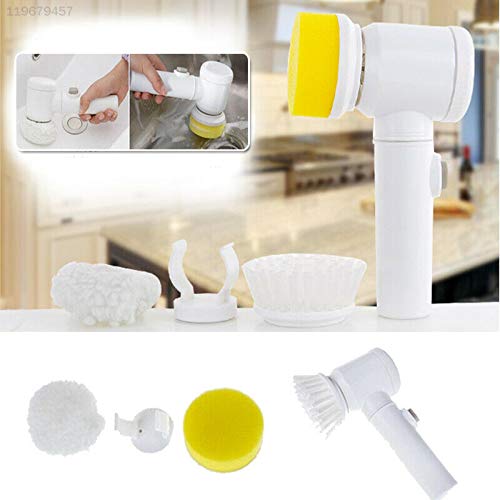 87F1 White & Yellow Multifunctional Electric Bath Cleaning Brush - Waterproof Shower Scrubber for Tile, Grout & Bathtub Cleaning - Ideal for Bathroom, Kitchen & Household Deep Cleaning
