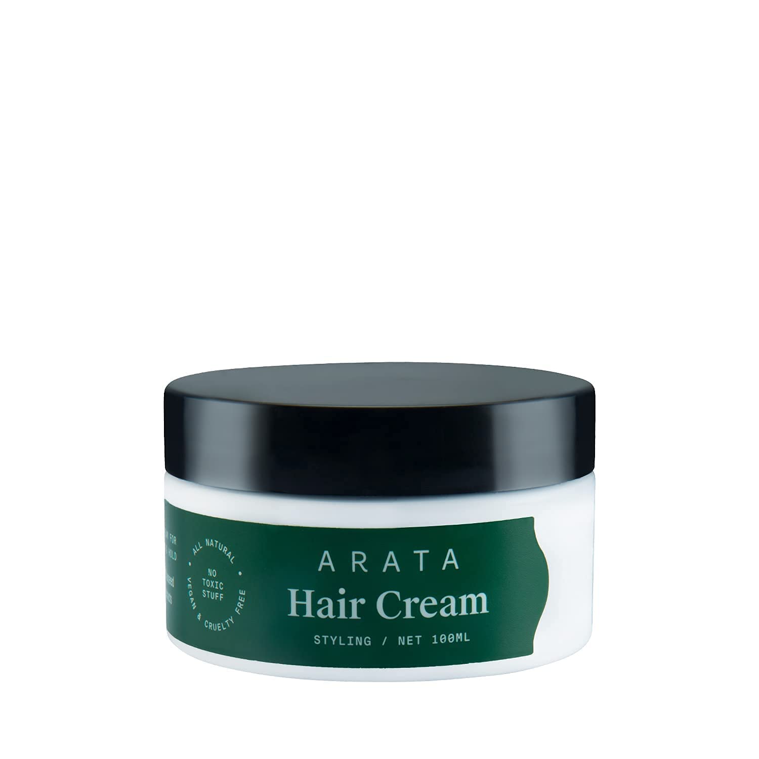 Arata Natural Styling & Hold Hair Cream with Organic Flaxseed & Olive Oil - All-Natural Vegan Cruelty-Free Hair Styling & Growth Formula for Women & Men (100g) - Perfect for Curly, Wavy & Straight Hair - Daily Styling & Frizz Control