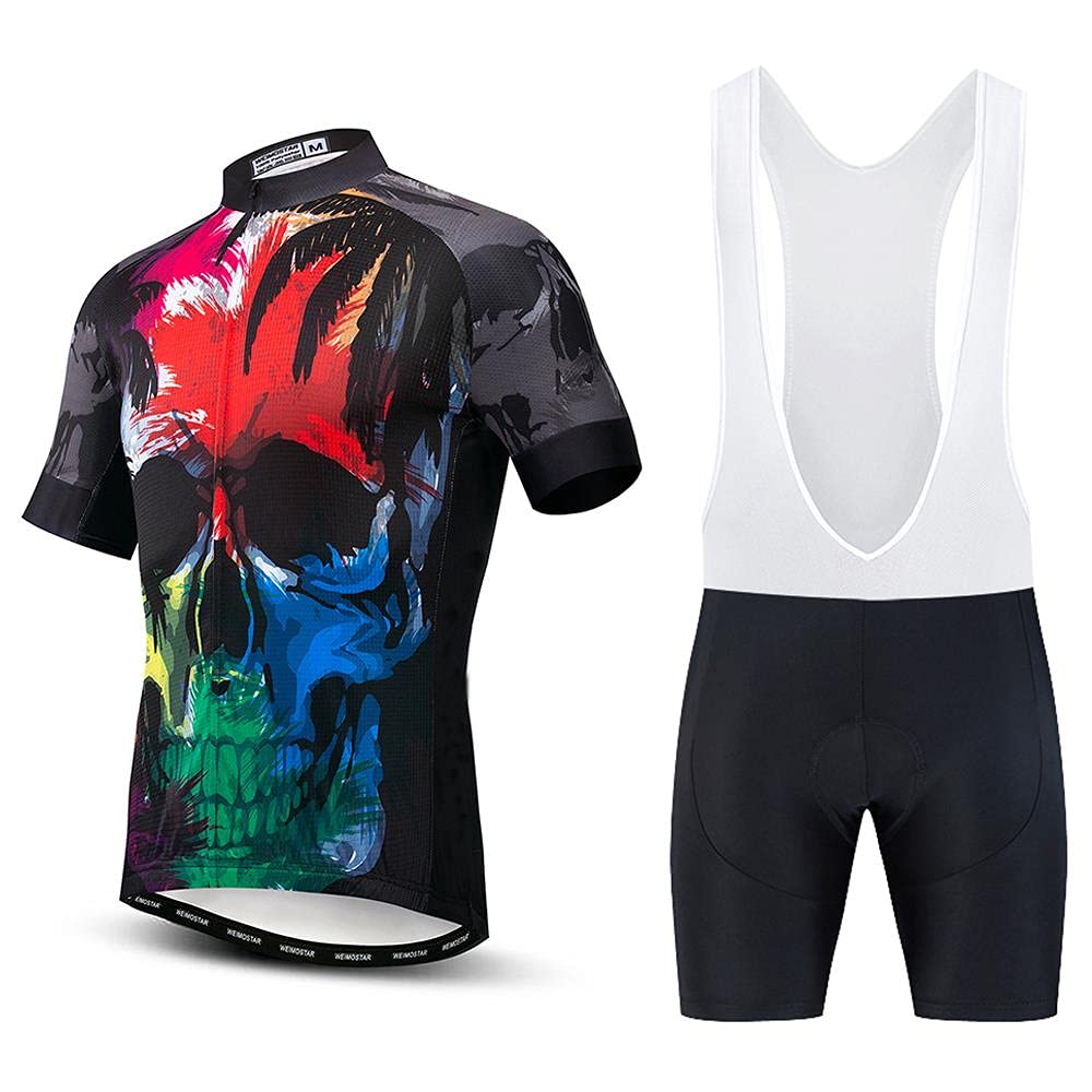 Men's Cycling Jersey and Bib Shorts Set - Breathable Short Sleeve Bike Shirt with 20D Gel Padded for Comfortable Road & Mountain Biking - Perfect for Training, Racing and Outdoor Cycling Adventures