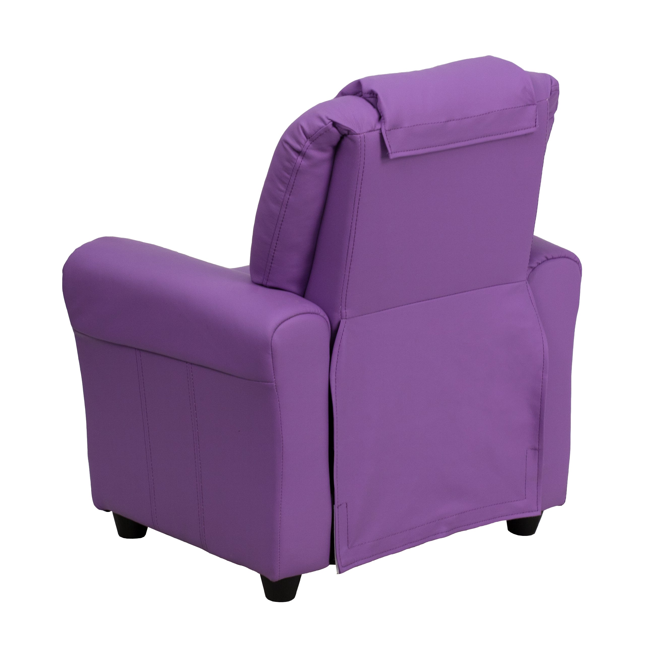 Emma & Oliver Lavender Vinyl Kids Recliner Chair with Cup Holder & Headrest - Comfortable Toddler Armchair for Reading, TV Watching & Relaxing in Bedroom or Playroom