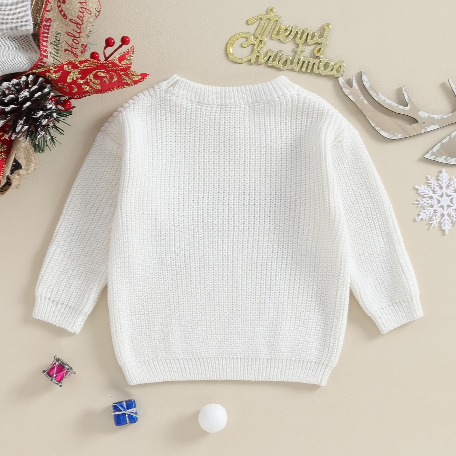 Merry Candy Cane Embroidered Christmas Sweater for Toddler Boys & Girls - Warm Knit Pullover for Fall & Winter - Perfect for Holiday Photos, Family Gatherings & Christmas Parties