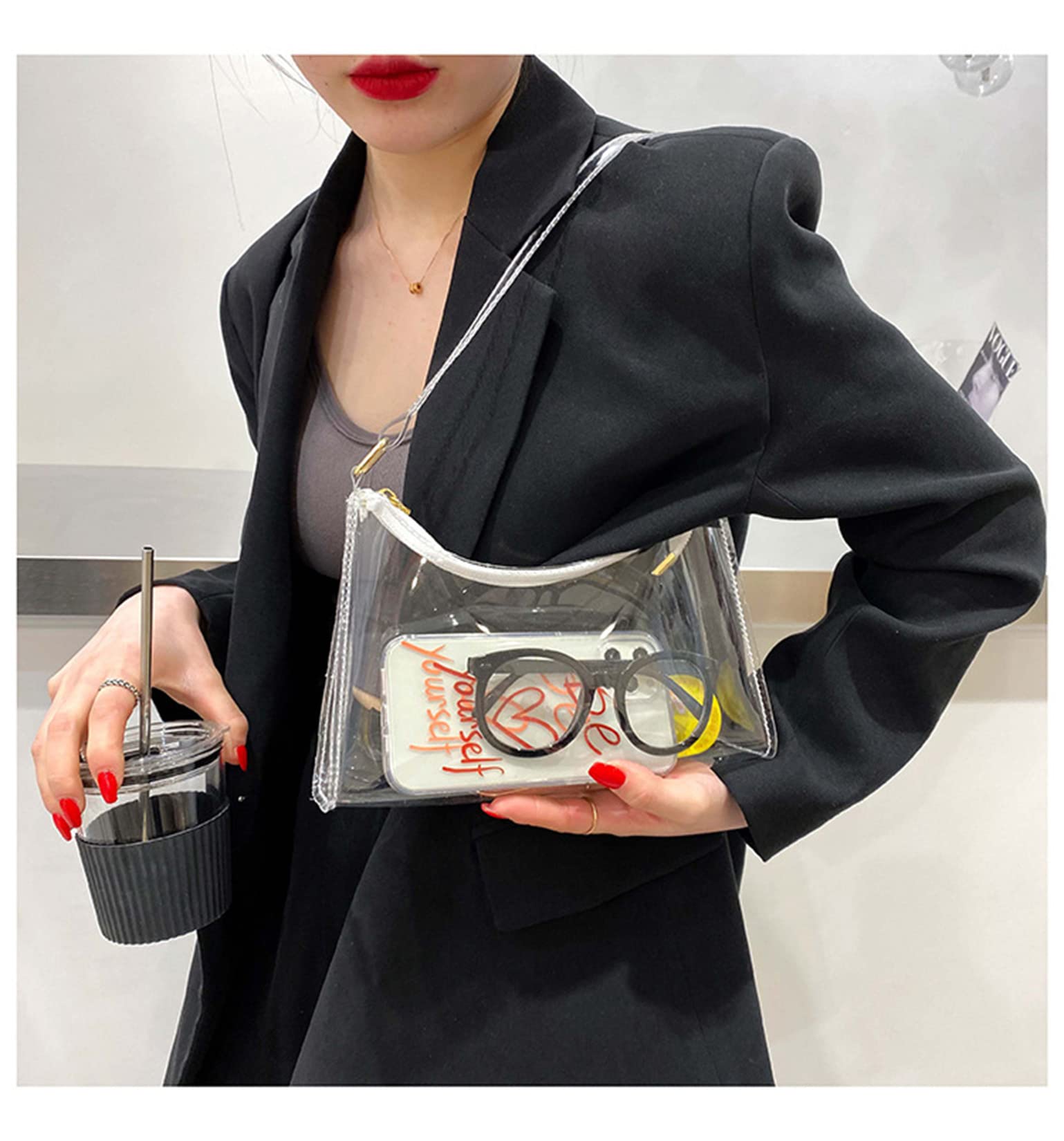 Clear Stadium Approved Purse for Women - Small Crossbody Shoulder Bag for Concerts, Sports Games & Travel - Transparent Event Bag with Adjustable Strap