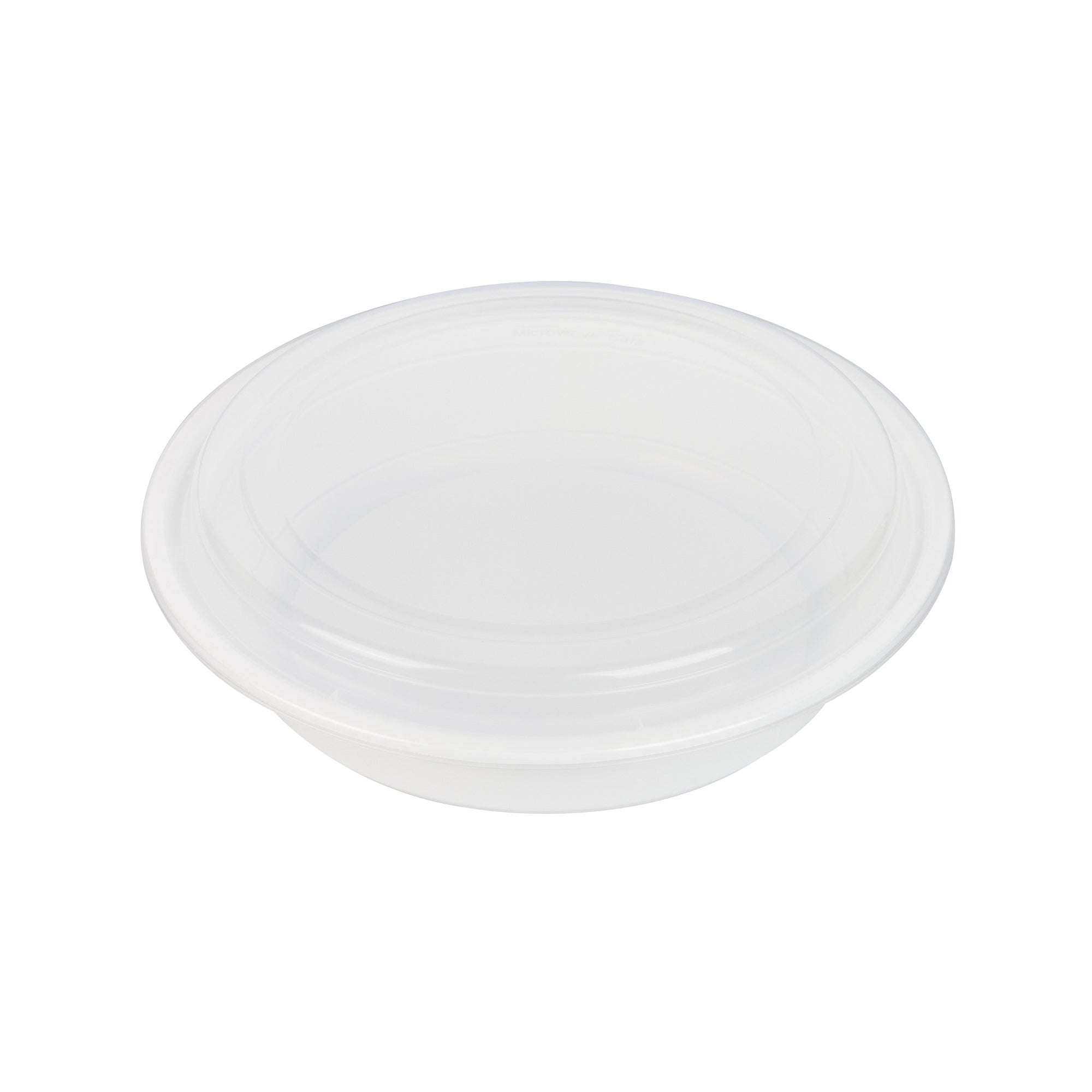 48 oz Round White Plastic Food Storage Containers with Clear Lids - Microwave Safe, 9x9x1.75 Inches - 50 Pack Bulk Disposable Takeout Containers for Restaurants, Catering & Meal Prep