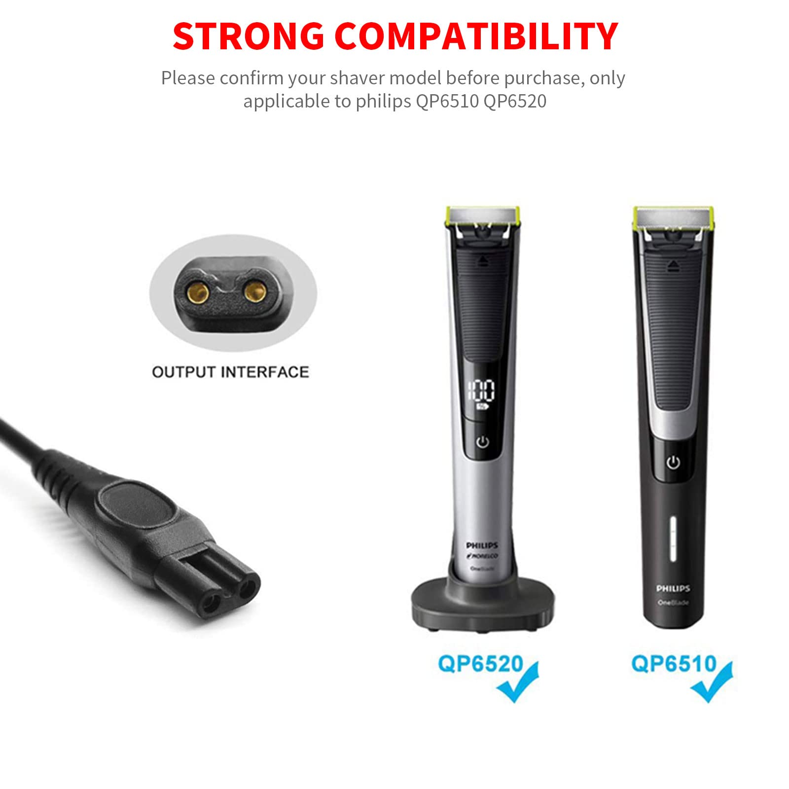 MEROM 15V USB Charging Cable Replacement HQ8505 - Compatible with Philips Norelco Shavers (OneBlade, Multigroom Pro, Precision, Bodygroom, Arcitec) - High Quality Power Cord for Electric Grooming Trimmers - Perfect for Home, Travel & Professional Use