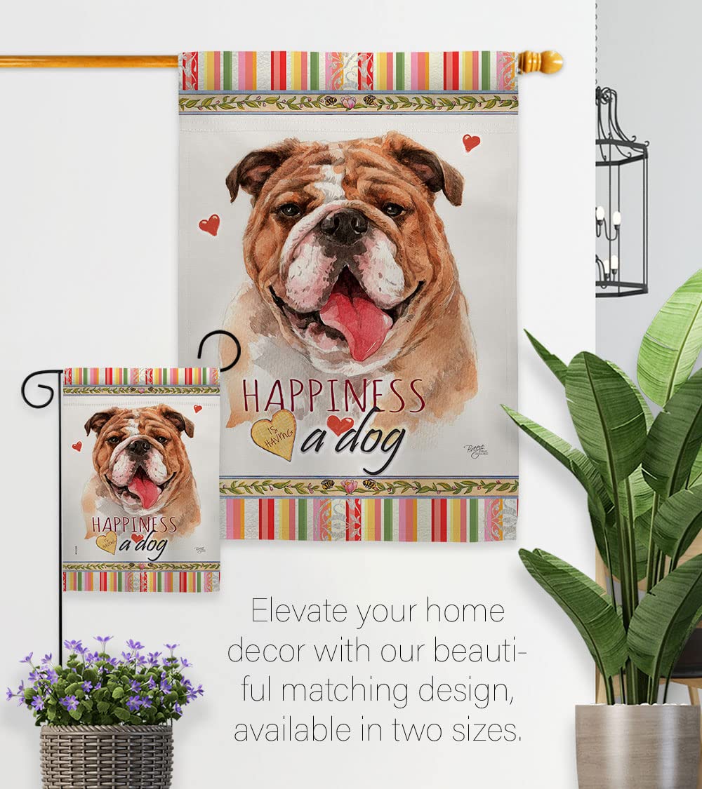 Bulldog Garden Flag Set with Stand - Double-Sided Pet Decor for Yard & Home