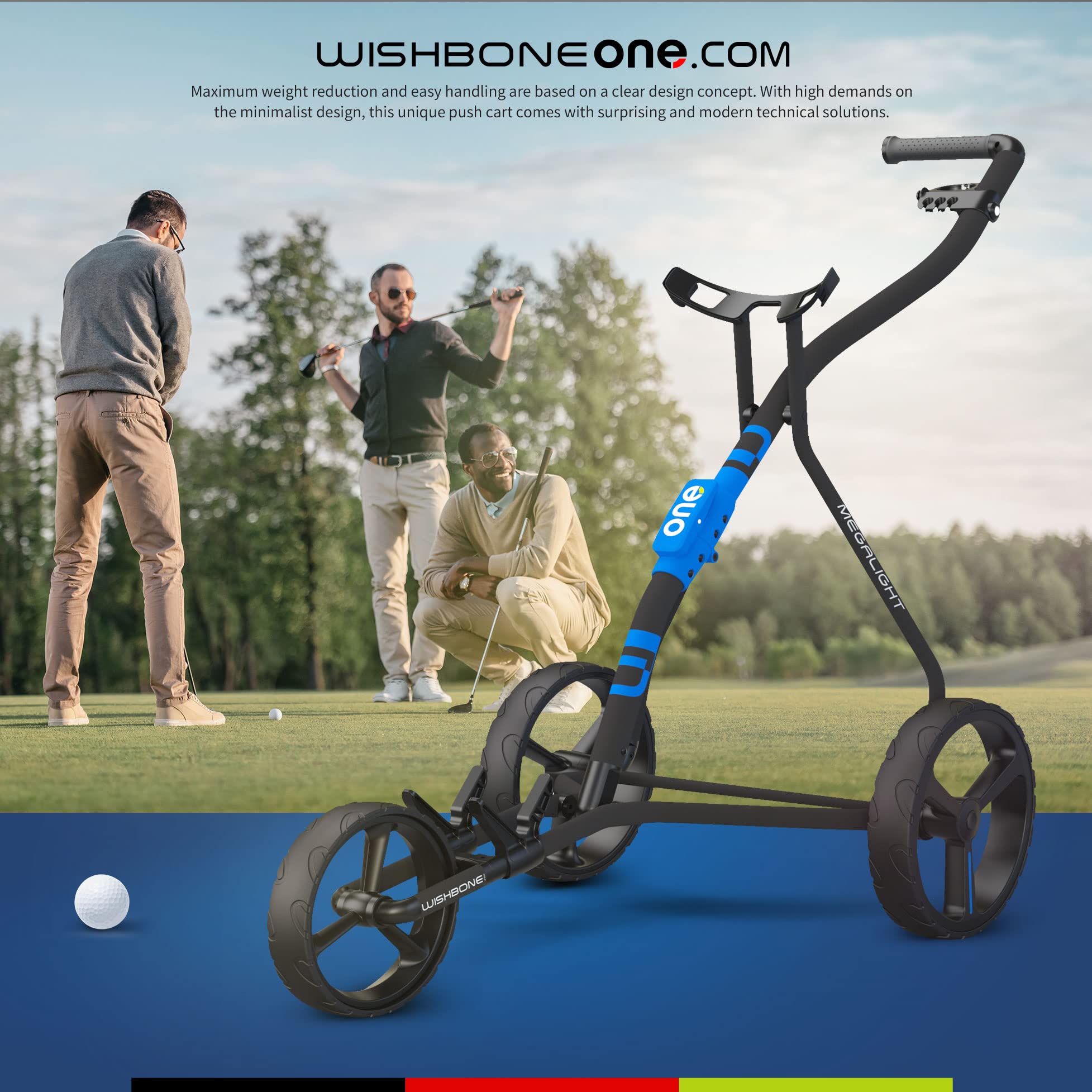 WishboneGolf Premium Golf Push Cart - Aircraft Grade Aluminum Lightweight Golf Caddy | Perfect for Golf Course, Driving Range & Outdoor Sports
