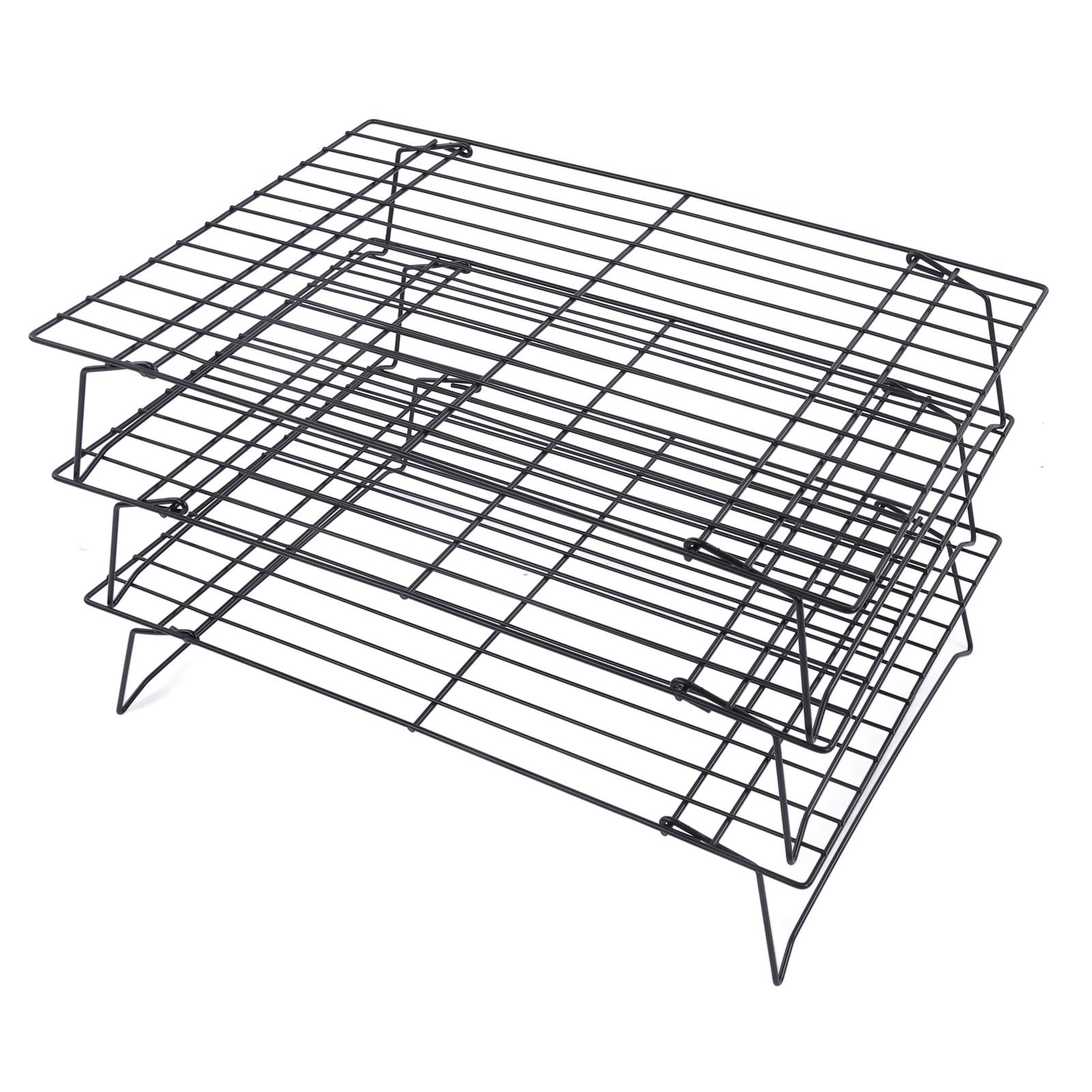 13 Inch Stainless Steel Roasting Rack - 3-Tier Foldable Baking Rack for Cakes, Pizzas, Turkey - Rust Resistant with Sturdy Iron Legs - Perfect for Oven, Grill & Holiday Cooking