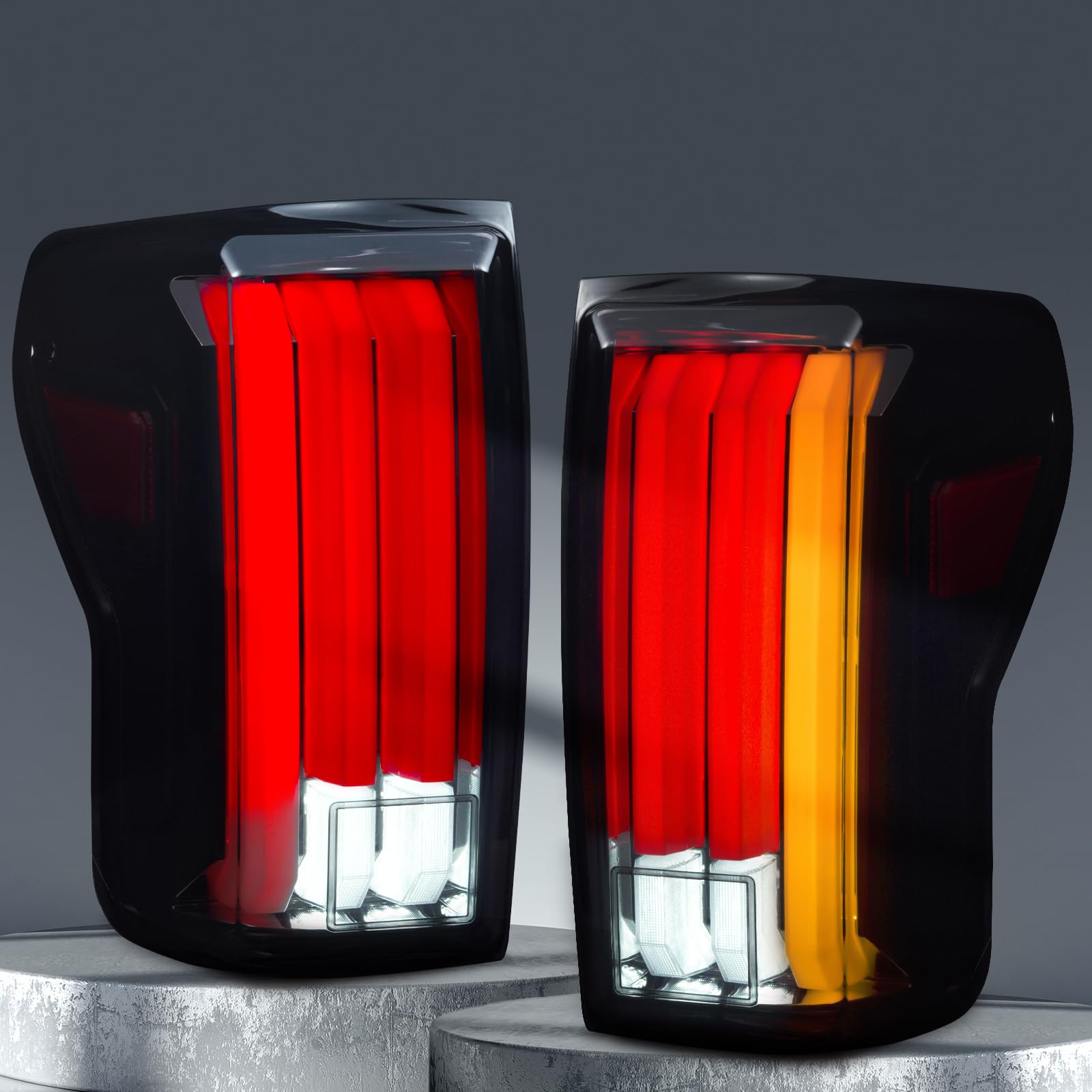 Kingory Full LED Tail Lights for Toyota Tundra 2007-2013 - Black Housing Smoked Lens Rear Light Assembly Pair - Perfect for Night Driving & Enhanced Safety