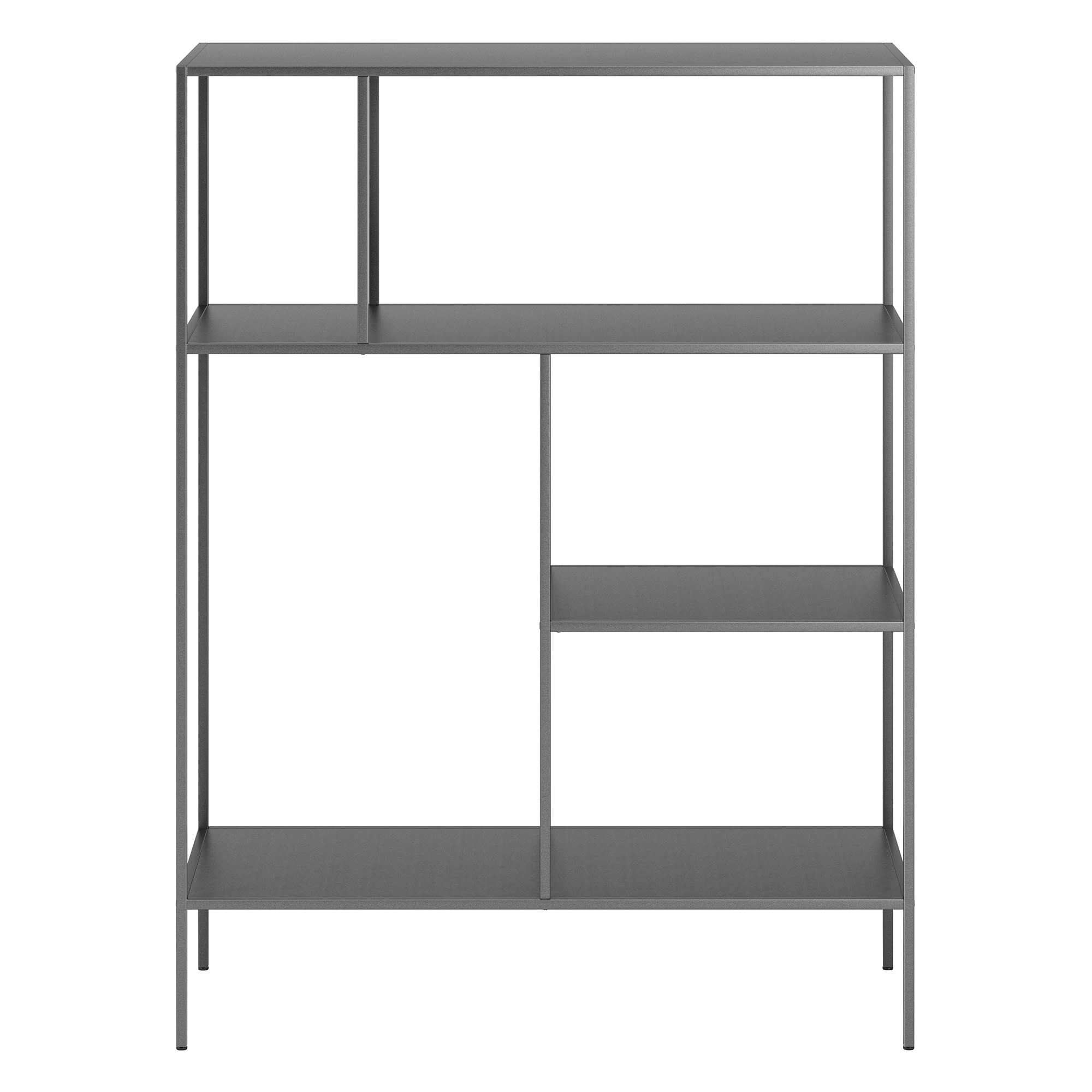 Henn&Hart 48 Inch Tall Rectangular Bookcase in Gunmetal Gray - Modern Bookshelf for Living Room, Bedroom, Office - Perfect for Home Decor, Storage & Organization