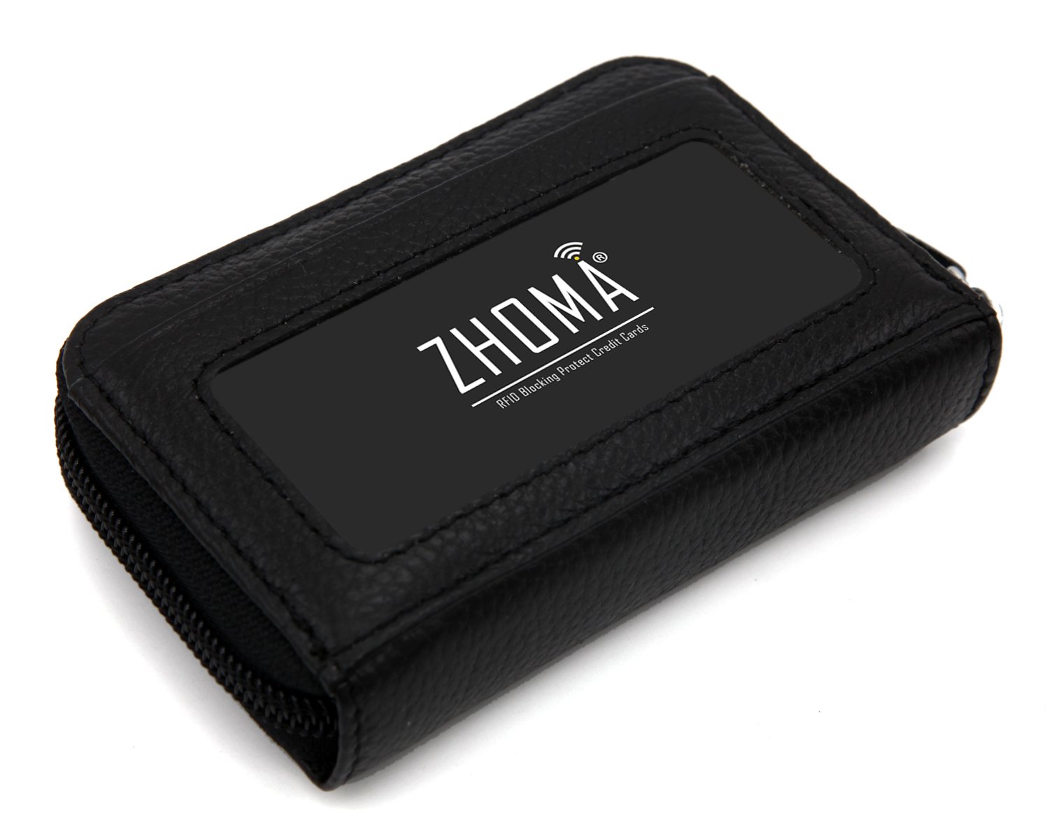 RFID Blocking Genuine Leather Credit Card Holder - Secure Travel Wallet for Men & Women - Anti-Theft Protection for Passport, ID & Cards - Perfect for Business Trips & Daily Use (Black)