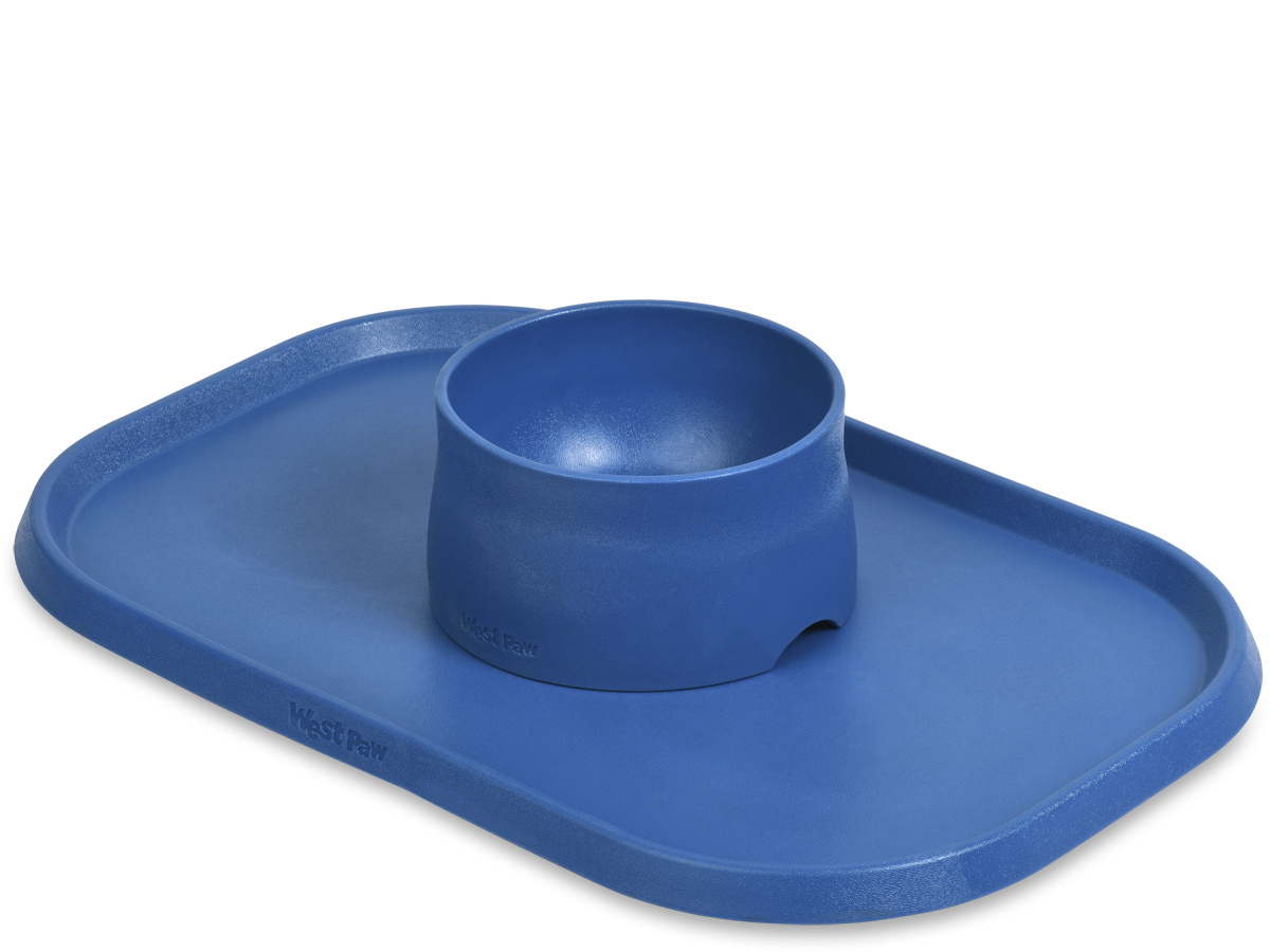 West Paw Design® Seaflex® Dog Bowl Mat - Non-Slip, Durable & Easy to Clean Pet Feeding Mat in Gray - Perfect for Messy Eaters & Spill Protection in Kitchen or Outdoor Use