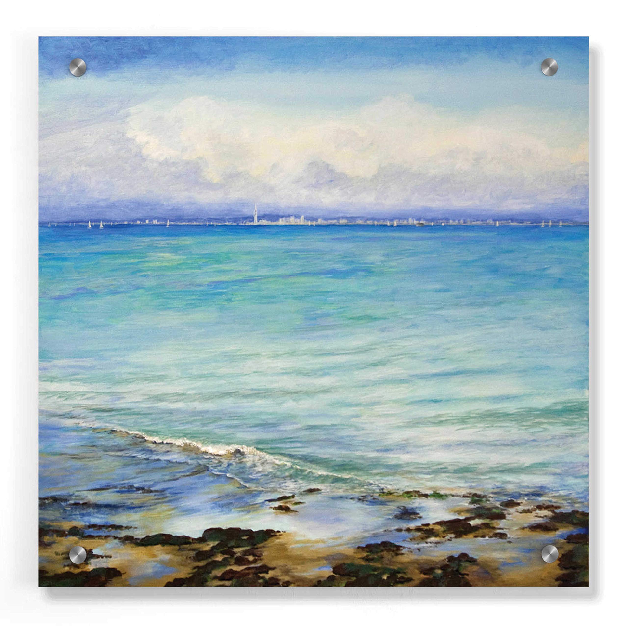 Epic Art 'Across The Water' by Sandra Francis - 36x36 Inch Acrylic Glass Wall Art Painting - Modern Home Decor for Living Room, Bedroom & Office