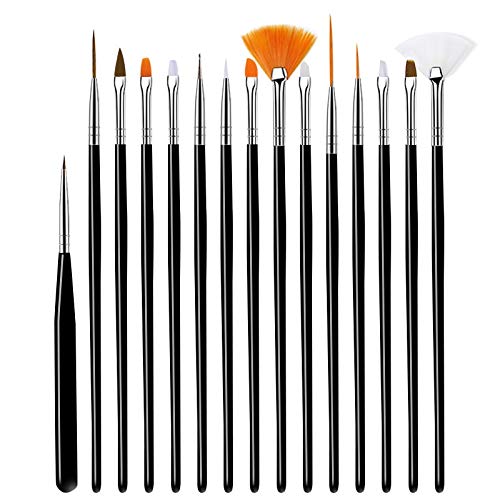Professional 15-Piece Nail Art Brush Set for UV Gel & Acrylic Nails - Dotting, Painting & Design Tools for Salon & DIY Manicures (Black) - Perfect for Home Nail Art, Salon Professionals & Beginners