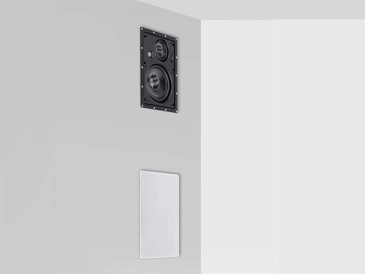Monoprice Alpha Series 6.5-Inch 3-Way Carbon Fiber In-Wall Speakers (Pair) with Magnetic Grille - Black | Premium Home Theater & Surround Sound System for Living Room, Basement, and Office