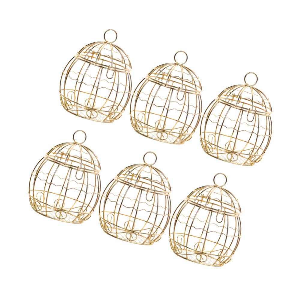 TENDYCOCO 6-Piece Clear Round Bird Cage Candy Box Set - Metal Tinplate Candy Containers for Weddings, Parties, Baby Showers & Favor Gifts - Perfect for Candy Display, Dessert Stands, and Party Decorations