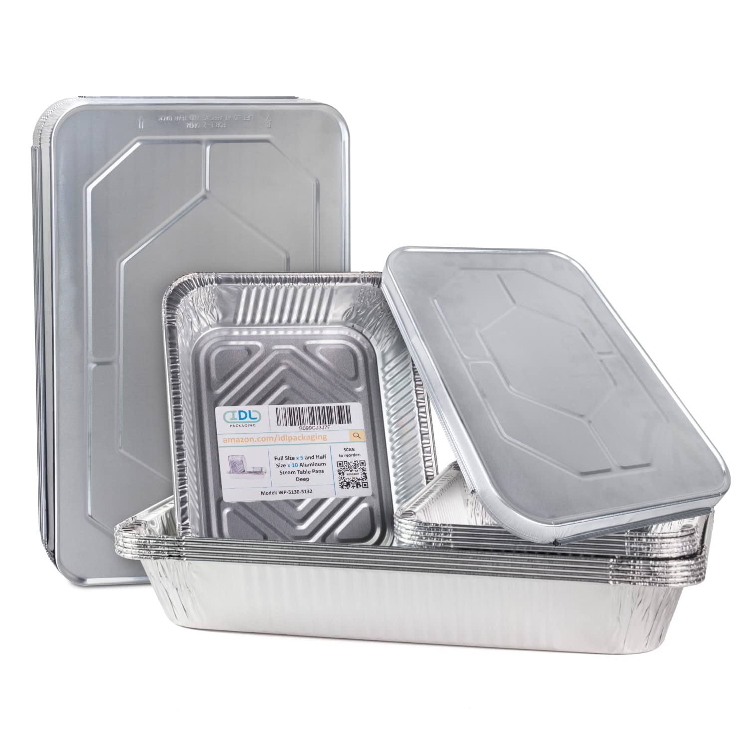 Premium Aluminum Foil Pans with Lids - 15-Piece Chafing Dish Set (5 Full Size + 10 Half Size Steam Table Pans) - Disposable Catering Cookware for Buffets, Parties, BBQs & Food Service - Ideal for Restaurants, Events & Meal Prep