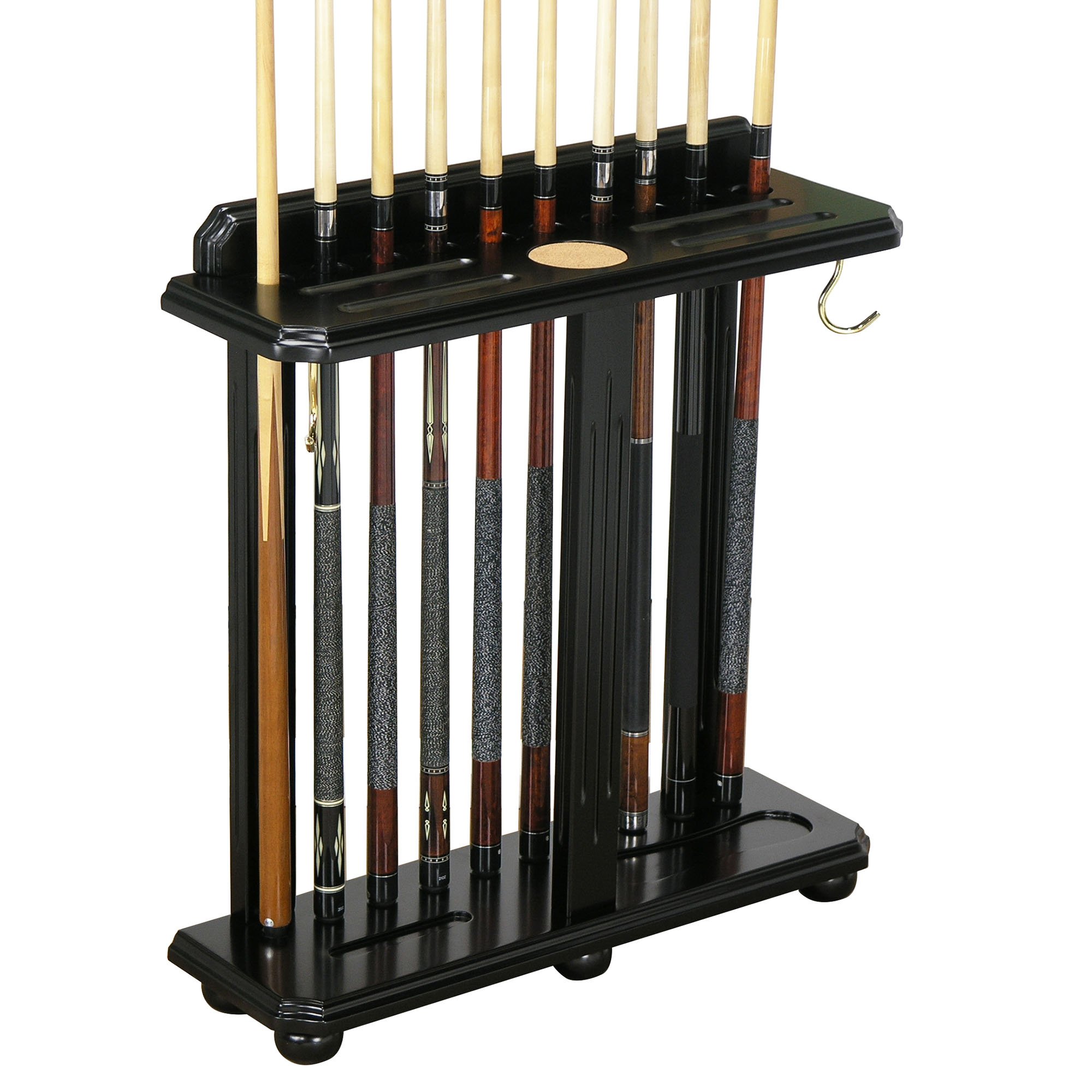 Premium Traditional Wooden Floor-Style Pool Cue Rack - Holds 8-12 Billiard Cues - Perfect for Game Rooms, Bars & Home Pool Tables - Durable & Space-Saving Cue Storage Solution