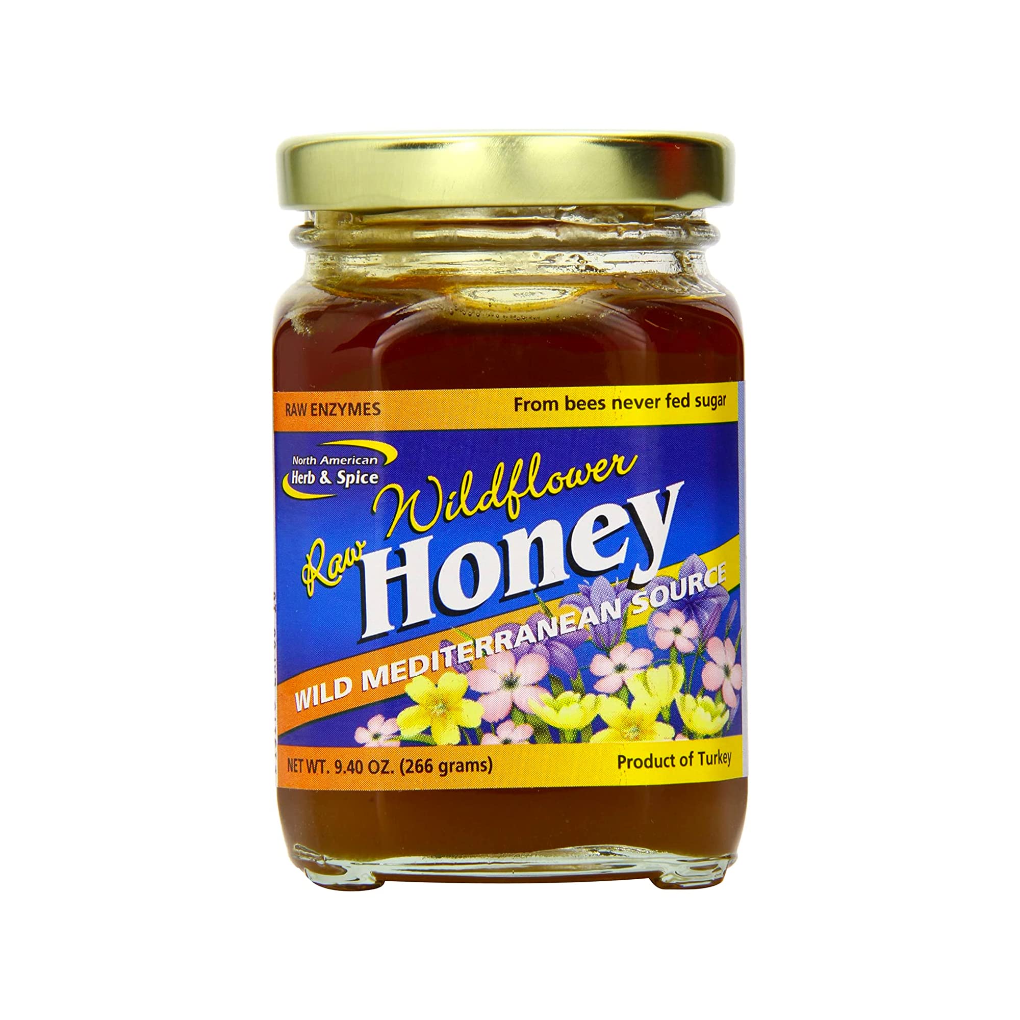 Mediterranean Wildflower Raw Honey - 9.4oz, Non-GMO Digestive Aid for Tea & Baking