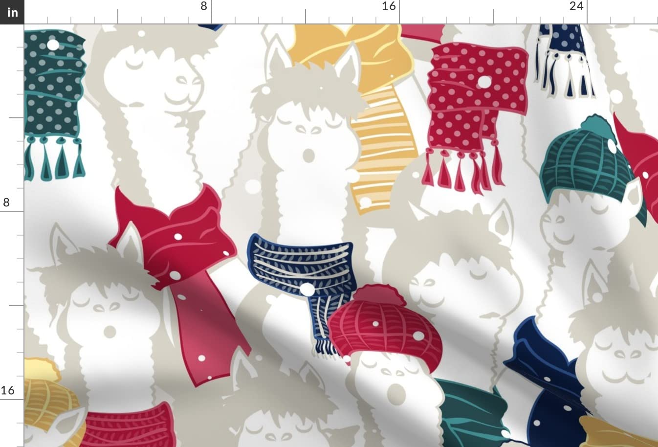 Happy Llamas Christmas Animals Printed Minky Fabric - Soft Hygge Winter Alpacas Design for Sewing Baby Blankets, Quilt Backing & Plush Toys - Cozy Holiday Home Decor & DIY Craft Projects