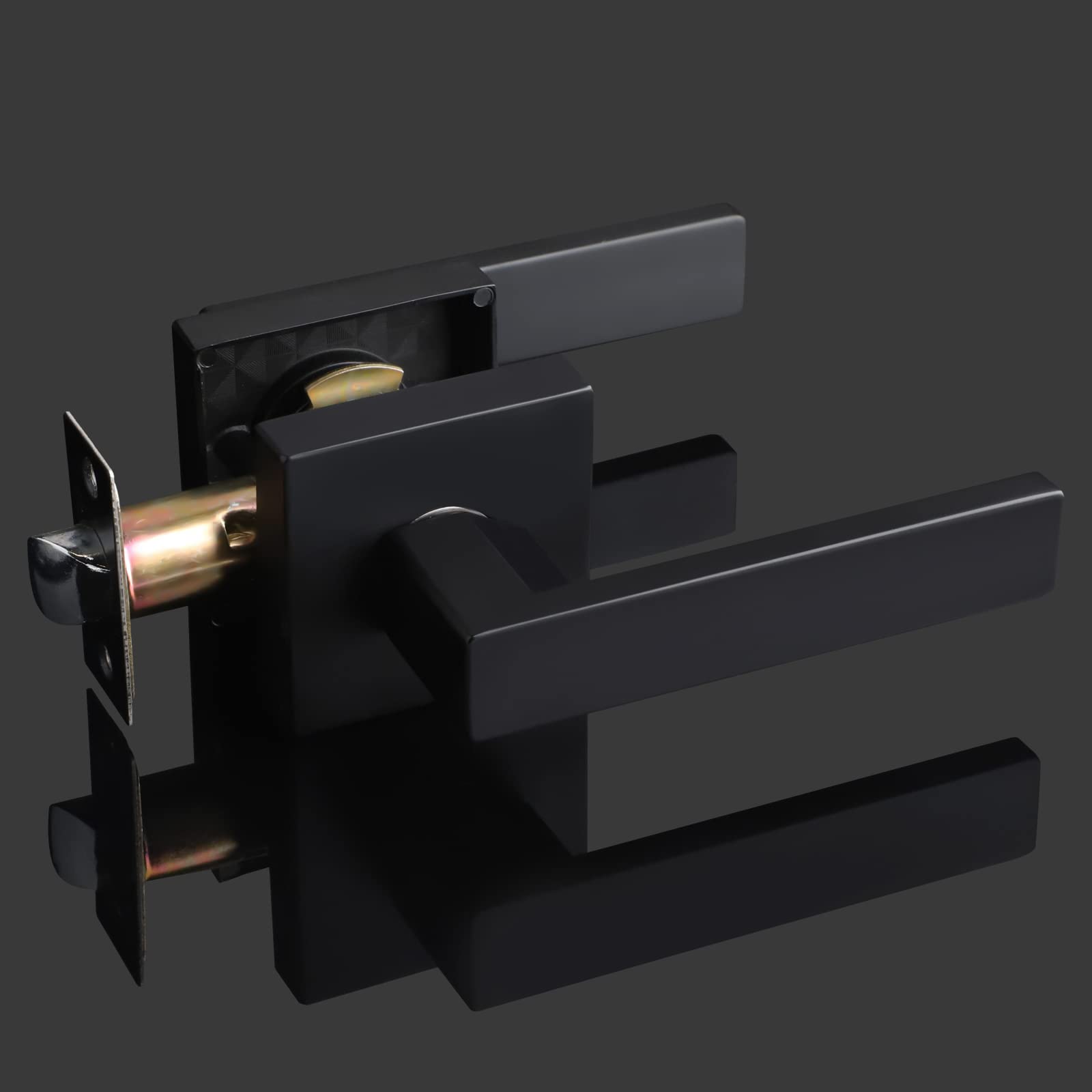 Matte Black Door Handles - Universal Keyless Leverset for Hallway Closets & Interior Doors (1PC) - Perfect for Home & Office Use