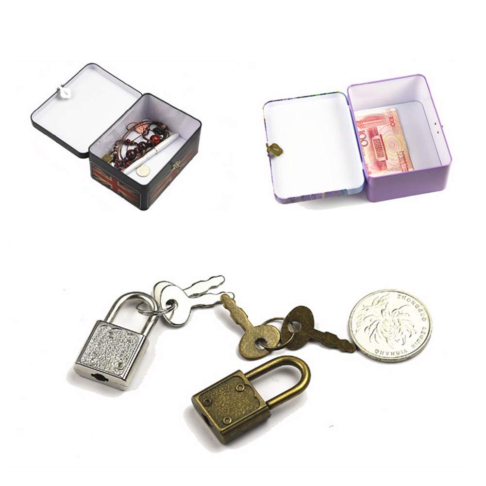 Vintage Tin Storage Box with Padlock - Kitchen, Office & Gift Organizer for Candy, Tea, Jewelry