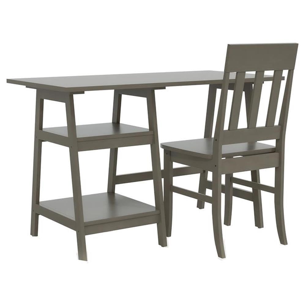 Prenna Wood 2-Piece Writing Desk and Chair Set in Gray - Modern Home Office Furniture for Small Spaces & Study Rooms