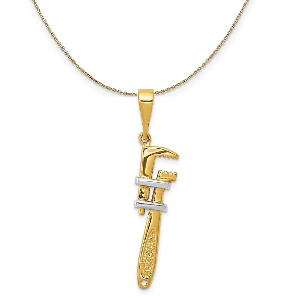 14k Yellow Gold Monkey Wrench Necklace - Black Bow Jewelry for Gifts & Fashion