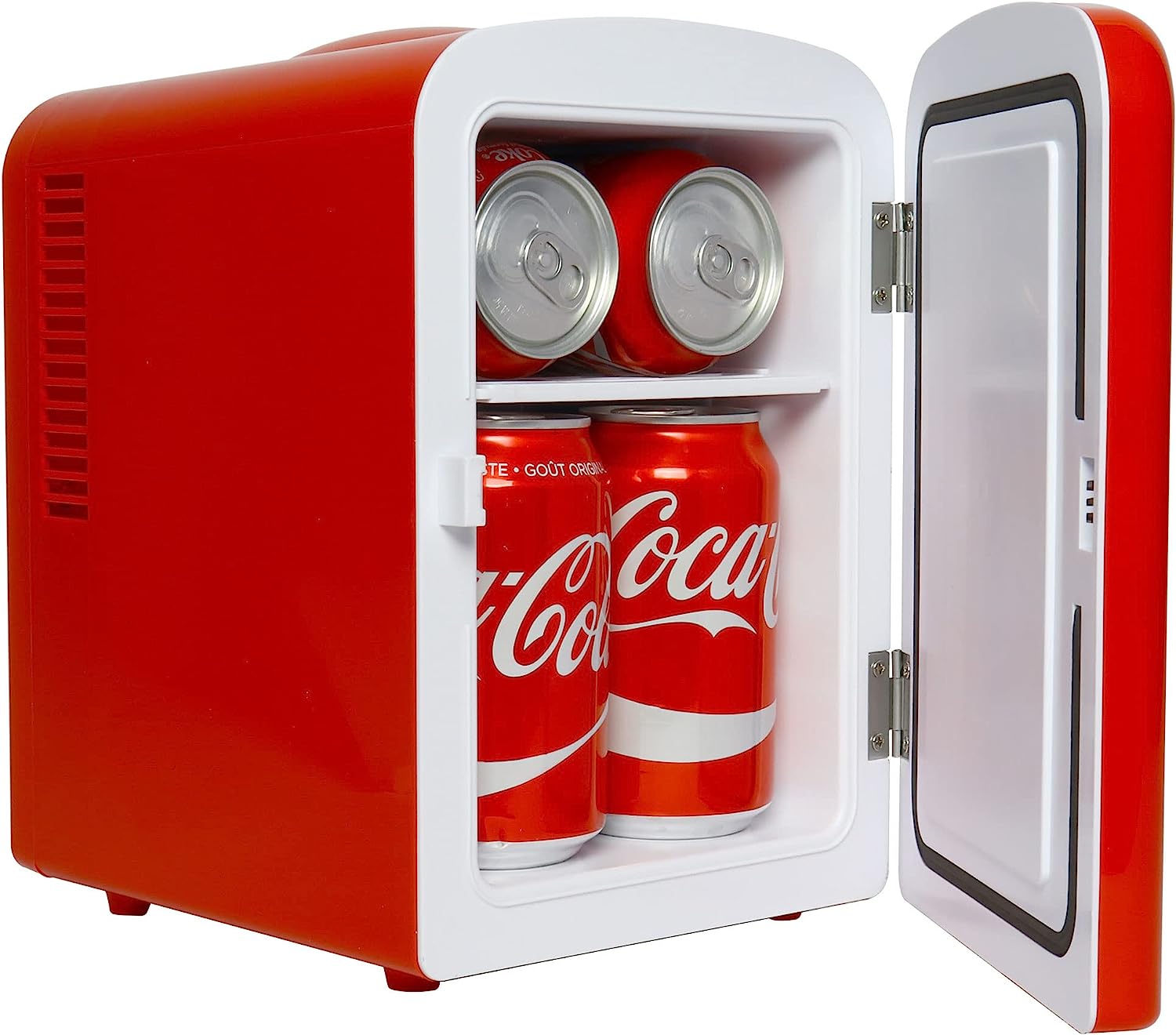 KOOLATRON Classic Red Portable 6 Can Thermoelectric Mini Fridge Cooler - 4L/4.2 Quarts Capacity, 12V DC/110V AC for Beverages, Snacks, Skincare - Perfect for Home, Dorm, Car, Boat & Travel