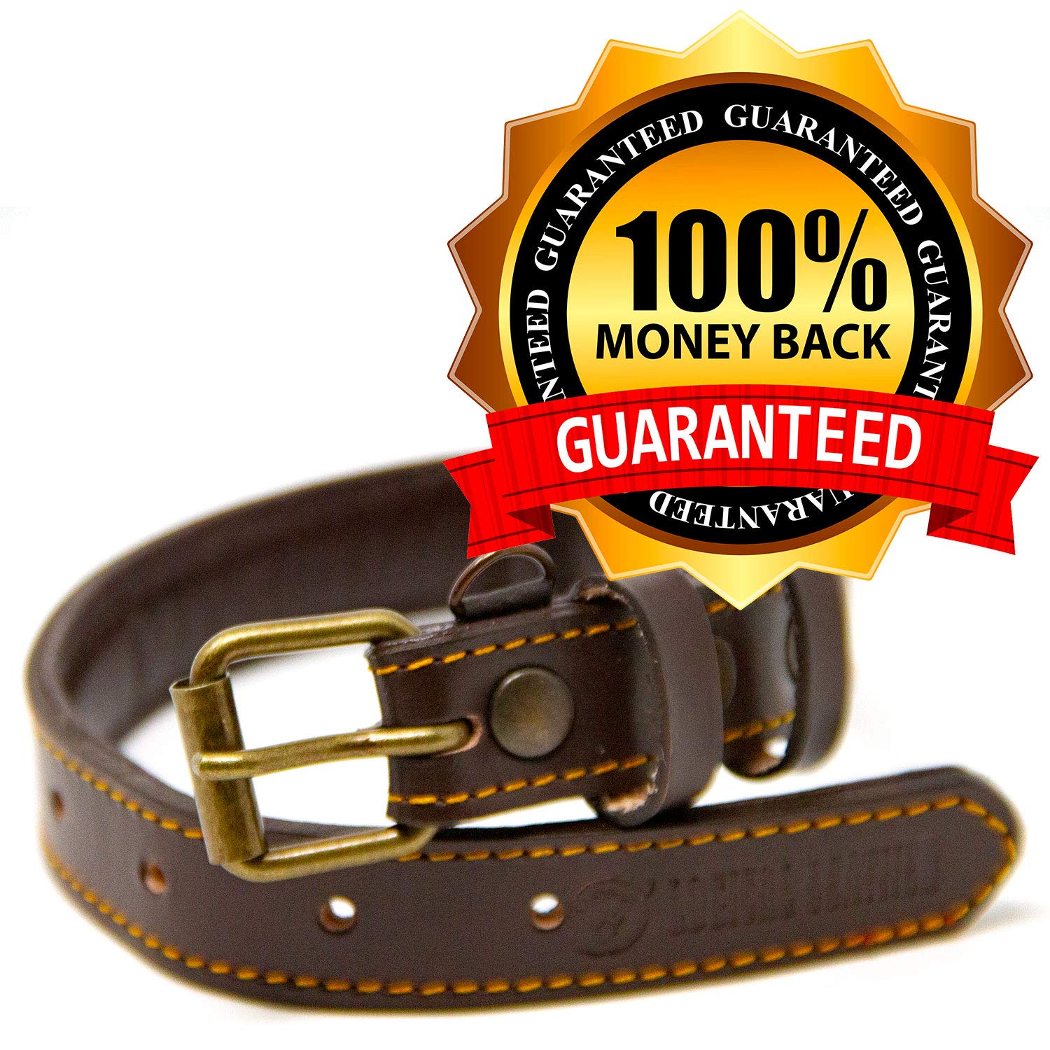 Premium Genuine Leather Dog Collar for Small Dogs - Soft Padded Full Grain Leather, Adjustable & Comfortable (Brown, Small) - Perfect for Daily Walks, Training & Outdoor Adventures
