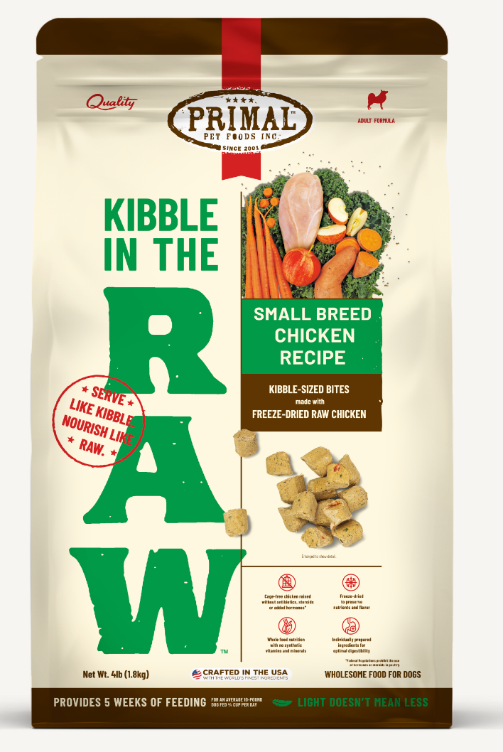 Primal Kibble In the Raw Small Breed Chicken Dog Food - High Protein Grain-Free Dry Food for Small Dogs - Perfect for Active Pets & Indoor Dogs