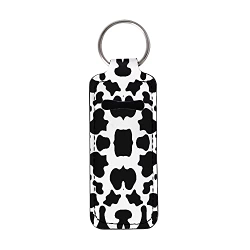 YoungerBaby Cow Print Chapstick Holder - Lip Balm Keychain for Purse & Backpack
