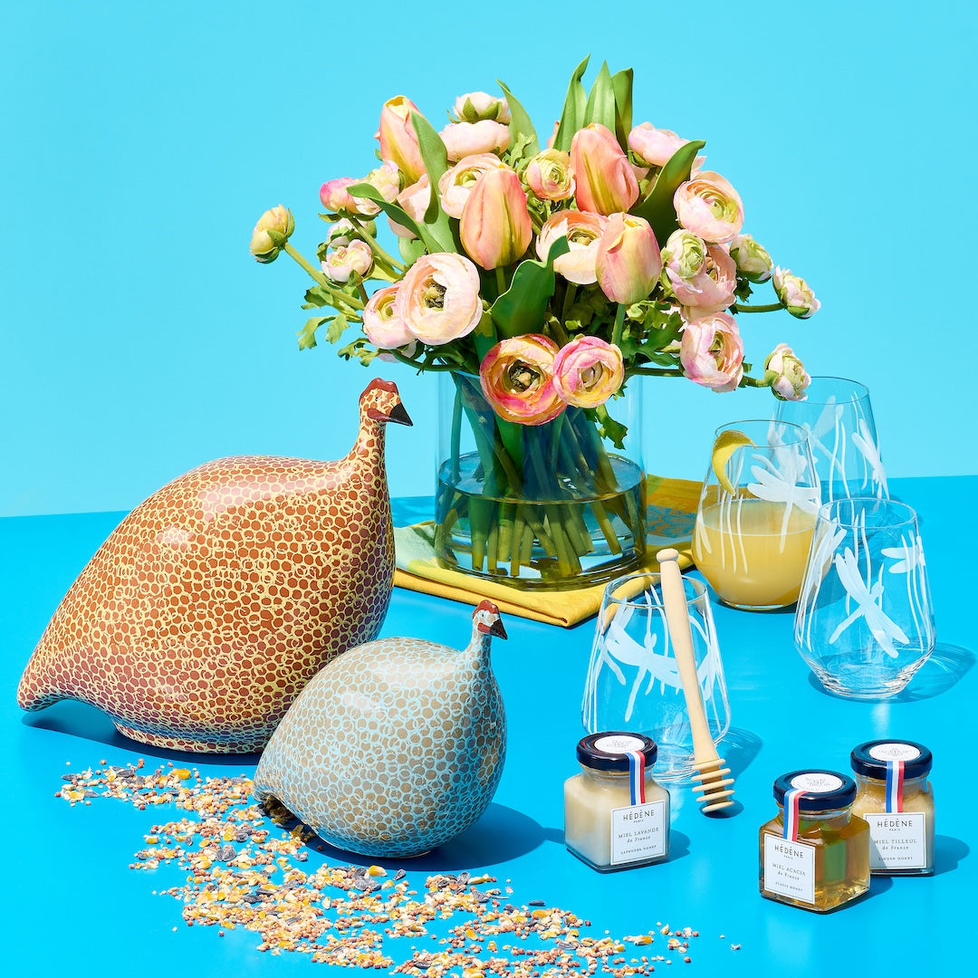 Blue Speckled Guinea Hen - Small Size for Home Decor, Farmhouse Style, and Rustic Wedding Centerpieces | Perfect for DIY Crafts and Country Themed Events