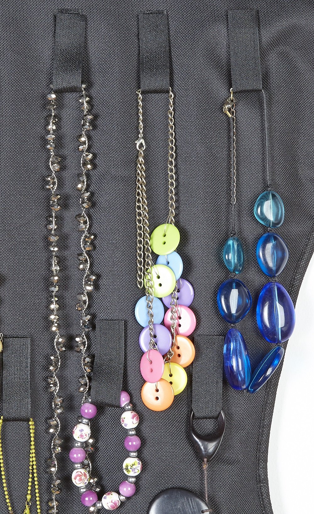 Creative Fashion® Double-Sided Hanging Jewelry Organizer - Black Cocktail Dress Accessory Storage Bag with Pockets for Necklaces, Earrings & Bracelets | Perfect for Closet, Travel & Gift Organization