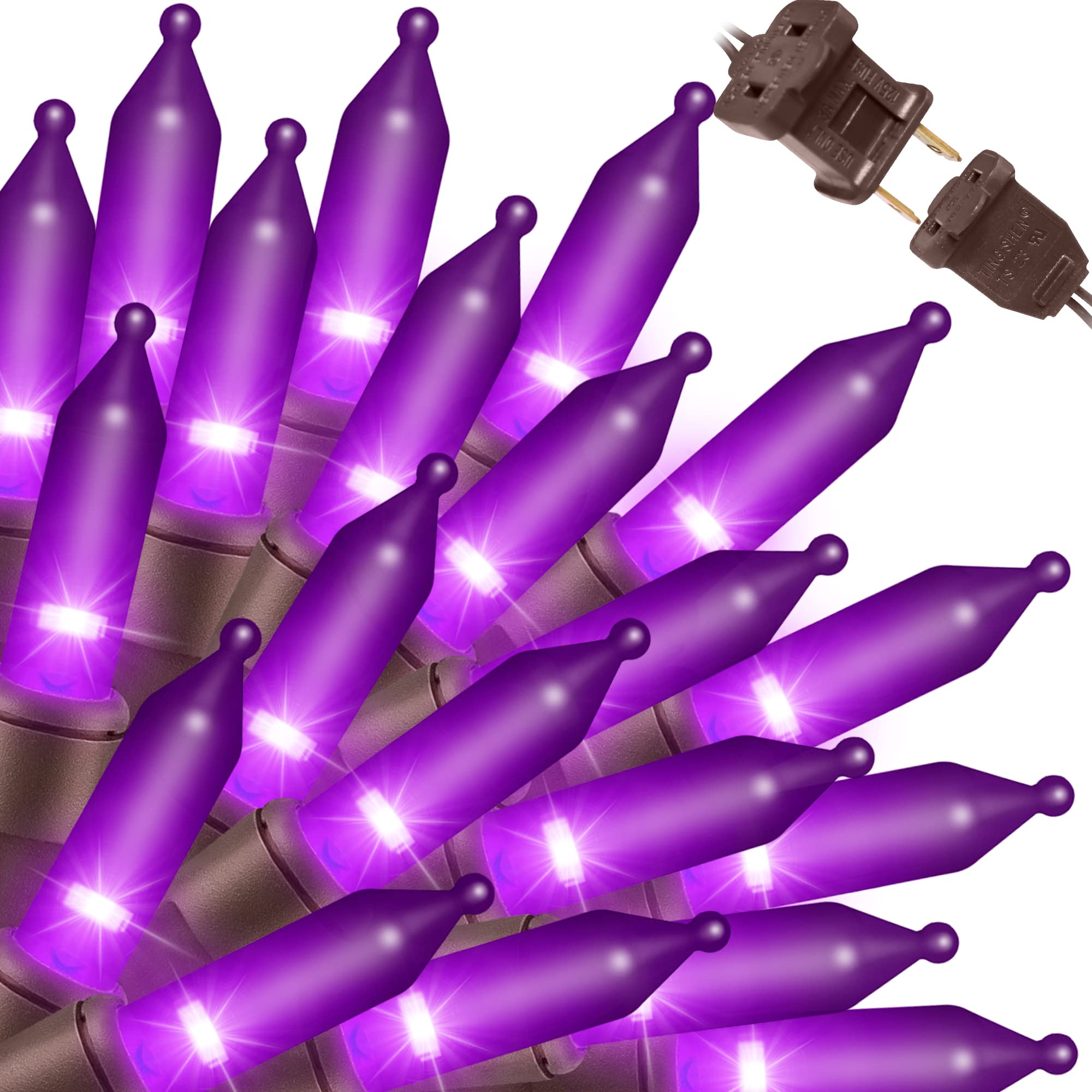 Super Bright 19.6ft Extendable Purple Halloween String Lights - 100 UL Certified Mini Bulbs for Outdoor Decor, Christmas Trees, Garden & Party Lighting - Perfect for Halloween, Christmas, Patio, and Holiday Celebrations