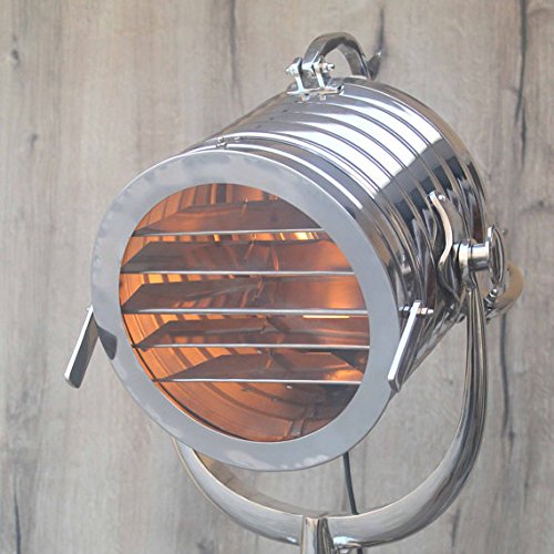 Authentic British Design Chrome Tripod Search Light - Vintage Nautical Floor Lamp for Living Room, Bedroom & Study | Perfect for Reading, Decor & Ambiance Lighting