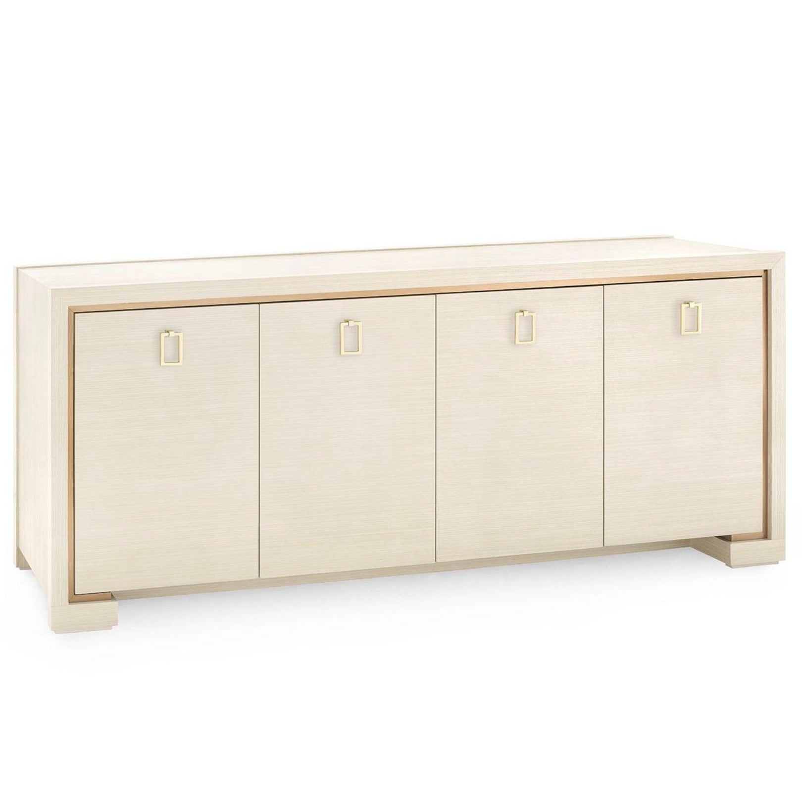 Blake Four Door Cabinet in Blanched Oak - Customizable Pull Options for Living Room, Bedroom & Office Storage