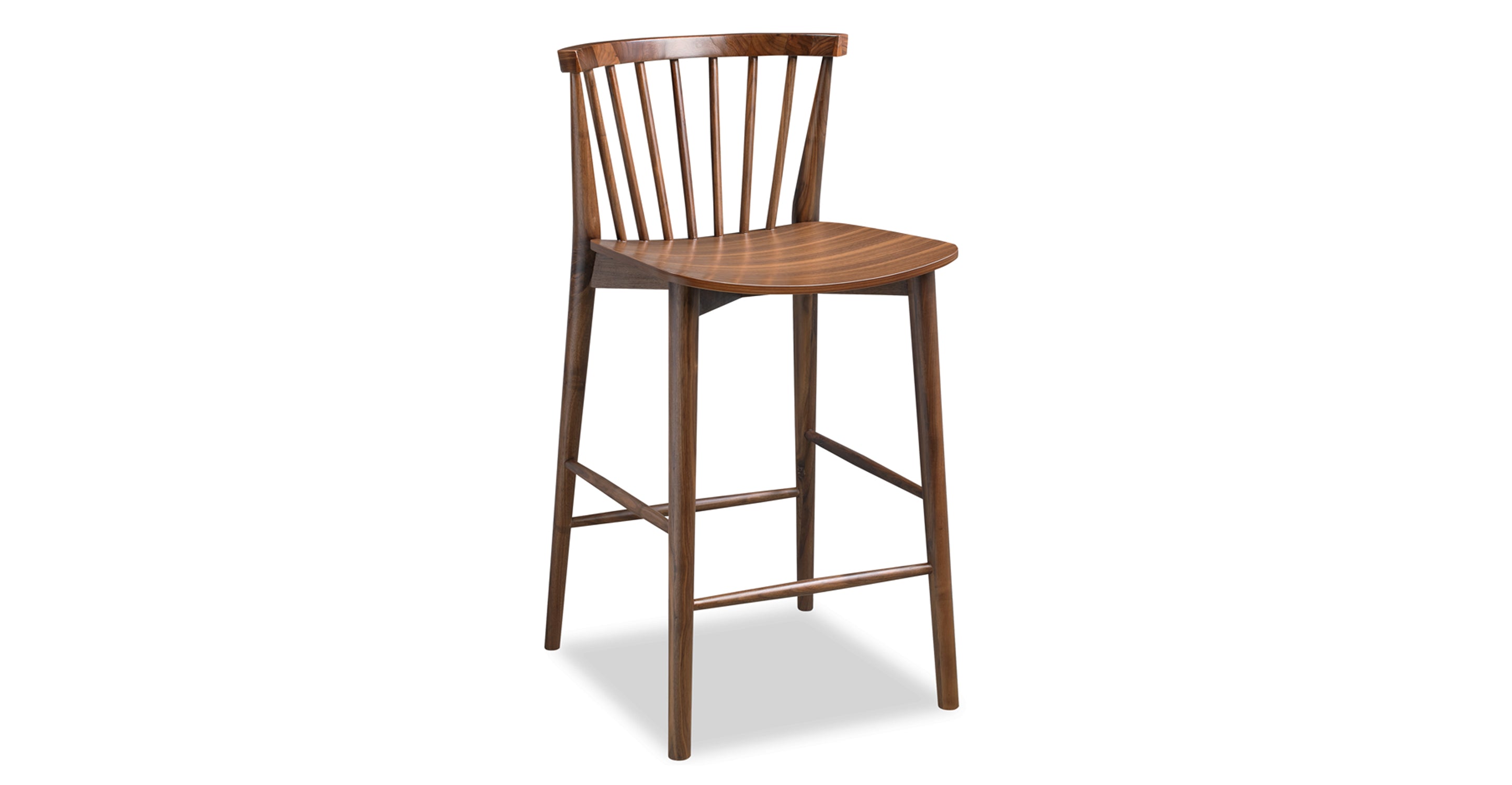 Ligna Wooden Counter Stool - 24 Inch Bar Height Stool with Backrest, Modern Kitchen Island Stool for Dining & Breakfast Nook - Perfect for Home, Cafe, and Restaurant Use