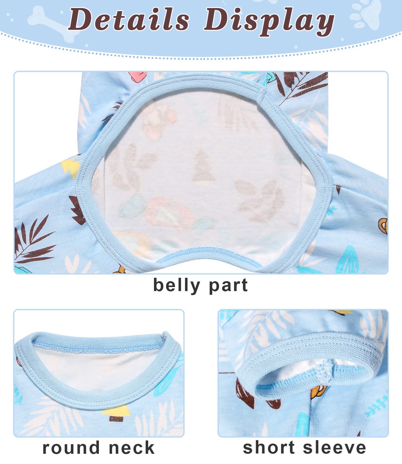 **Breathable Dog Pajamas for Small & Medium Dogs - Soft Bear Pattern PJs for Puppies (Blue, Size S) | Cozy Sleepwear for Boy & Girl Dogs - Perfect for Nighttime & Indoor Comfort**