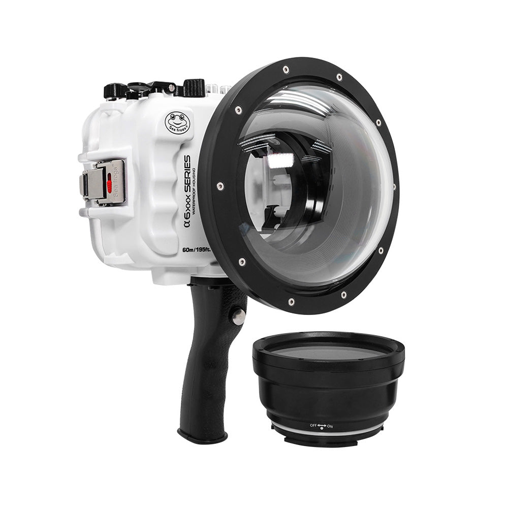 SeaFrogs 60M/195FT Waterproof Housing for Sony A6xxx Series - Salted Line Underwater Camera Case with Pistol Grip & 6
