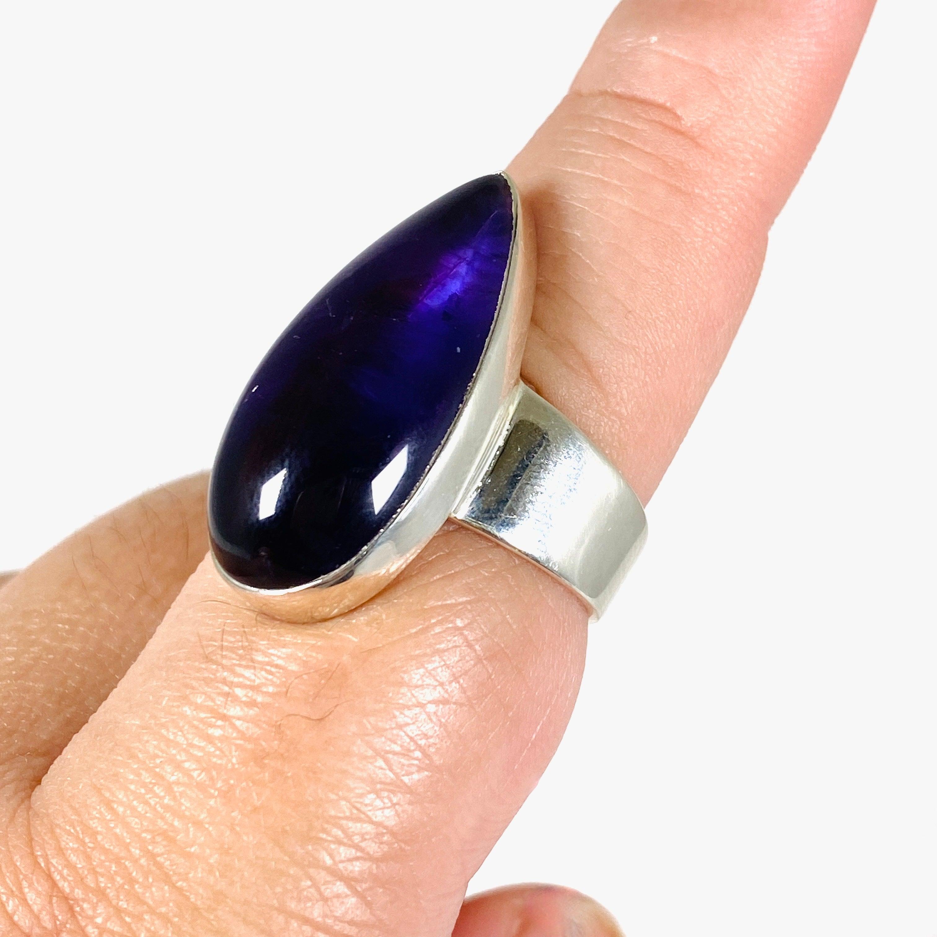 Amethyst Teardrop Ring - 925 Sterling Silver Dainty Jewelry for Women - Perfect for Valentine's Day, Anniversary & Everyday Wear
