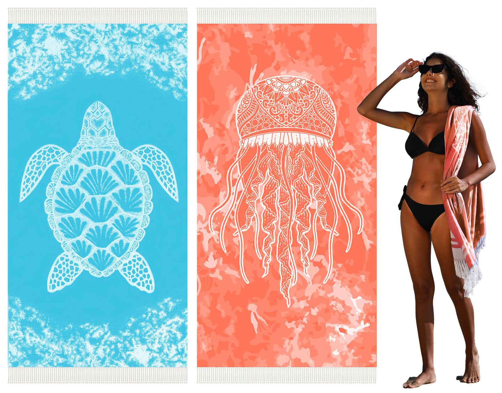 Premium Turkish Beach Towel - Extra Large, Lightweight & Quick Dry - Absorbent Cotton Bath & Swim Towel - Oversized Sand-Free Pool & Beach Accessories - Perfect for Adults, Travel & Outdoor Activities
