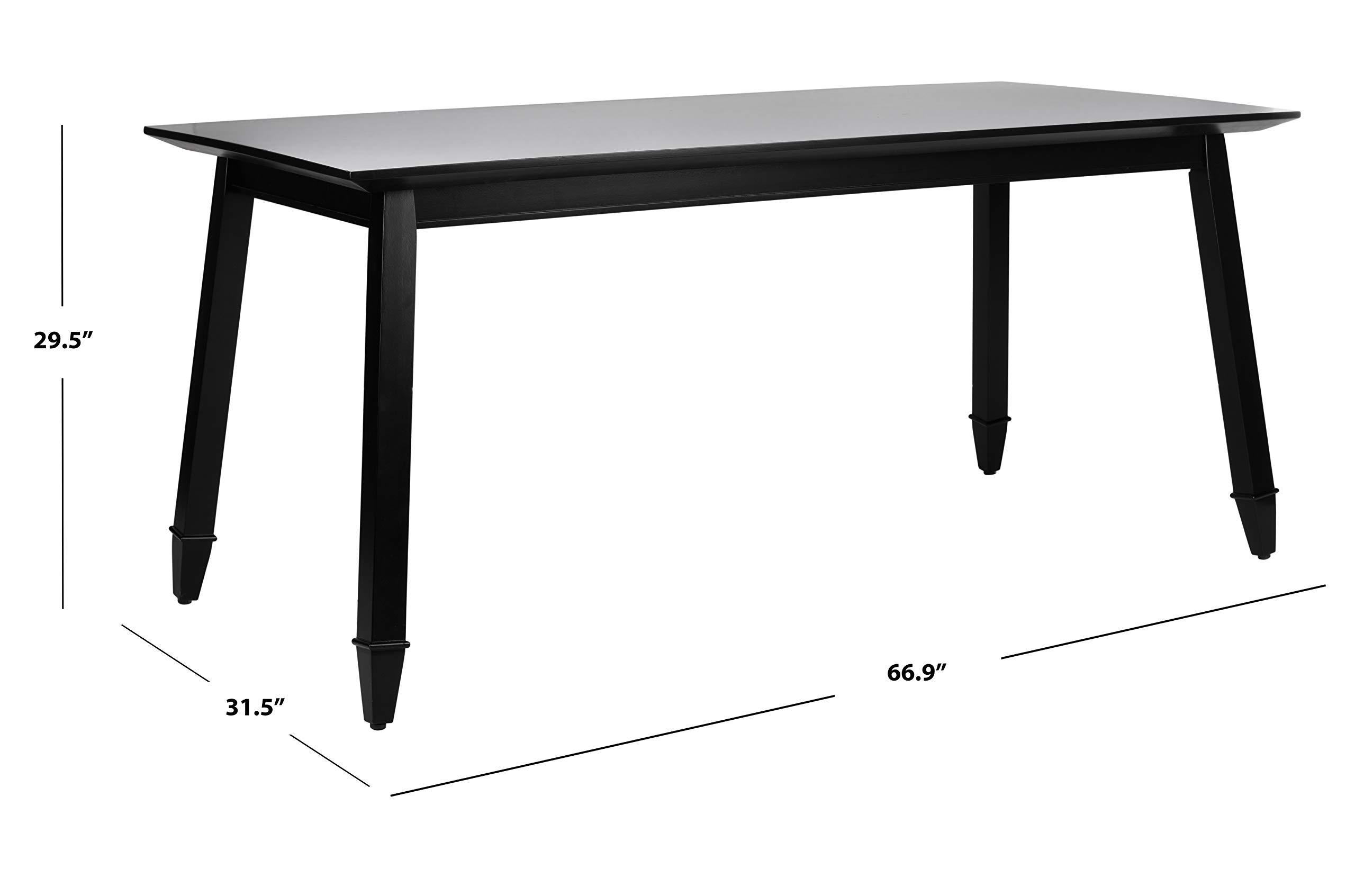 SAFAVIEH Brayson Modern Black Rectangle Dining Table - Stylish & Durable for Dining Room, Kitchen, or Office | Perfect for Family Meals & Entertaining