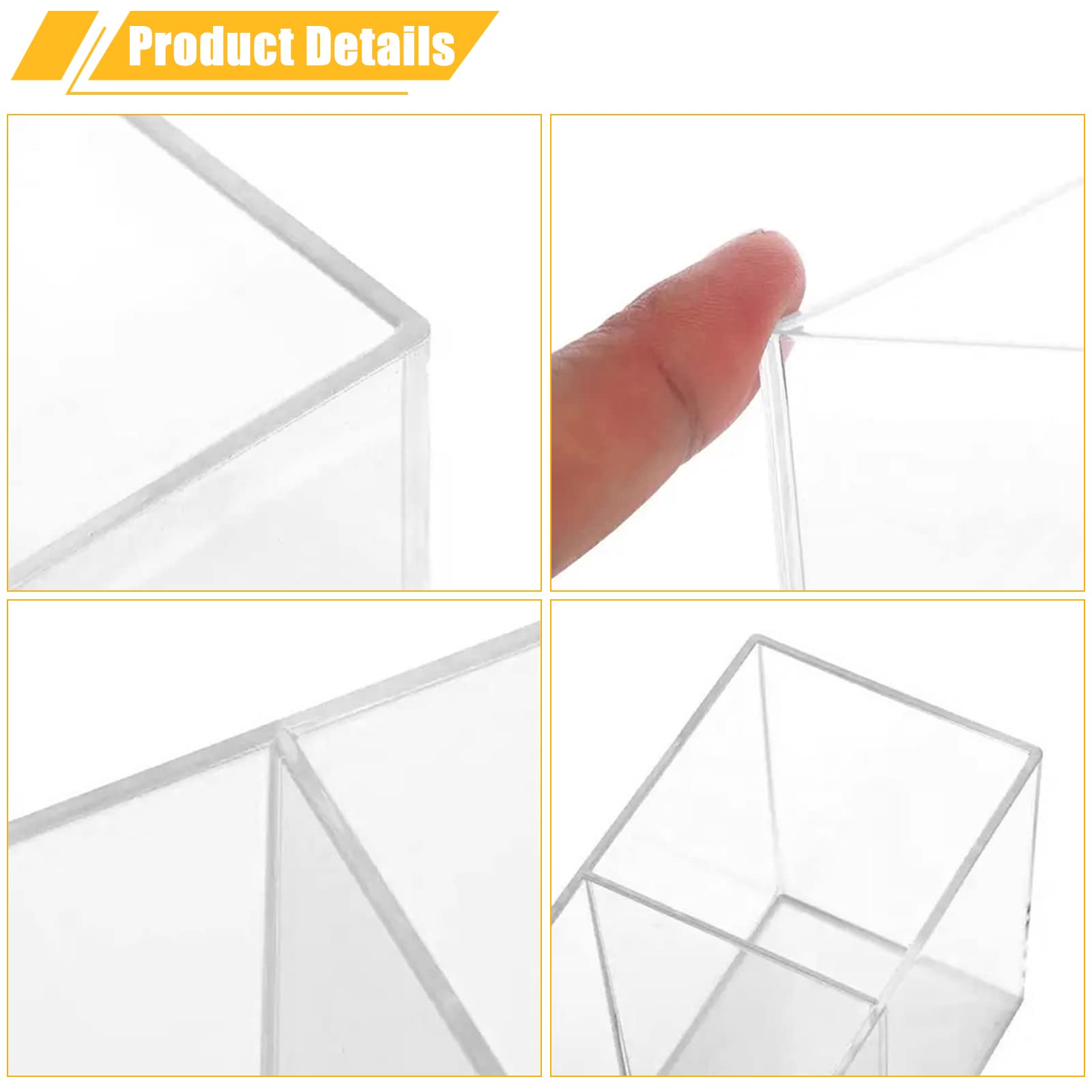 Clear Acrylic Makeup Brush Organizer - 3-Slot Cosmetic Brush Storage Holder with Pencil Pen Compartment | Perfect for Vanity, Desk Organization & Beauty Accessories Storage