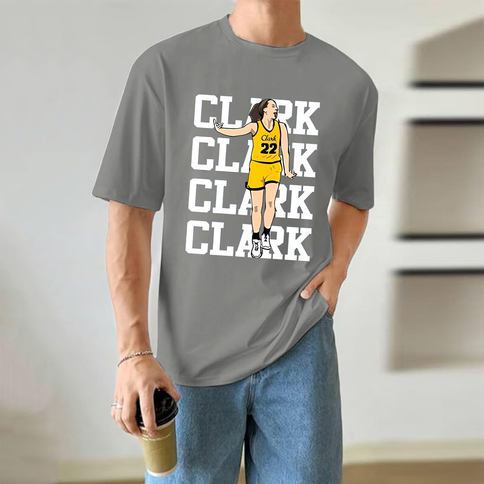 Clark Basketball Jersey - Short Sleeve Basketball T-Shirt for Men, Women, Youth - Sport Fan Gifts for Boys & Girls - Perfect for Games, Practice & Casual Wear