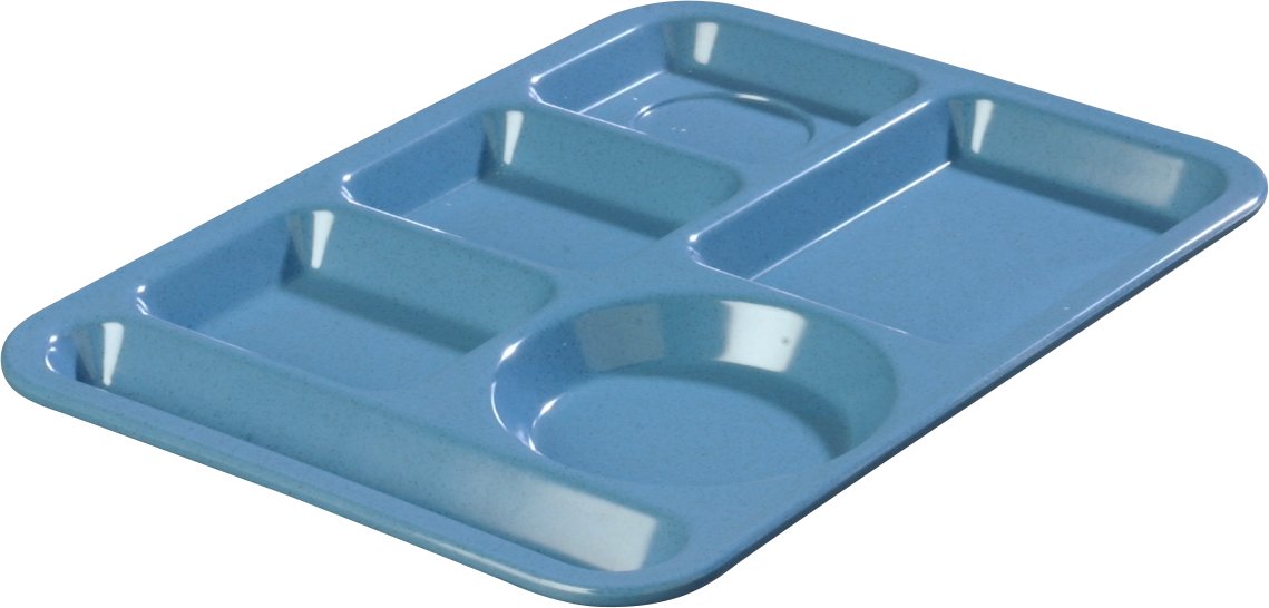 Carlisle FoodService Heavyweight 6-Compartment Left-Handed Plastic Meal Tray - Melamine Lunch Tray for Schools, Cafeterias & Dining Halls - 14 x 10 Inches, Sandshade - Durable Food Serving Solution for Buffets, Hospital Meals & Institutional Dining