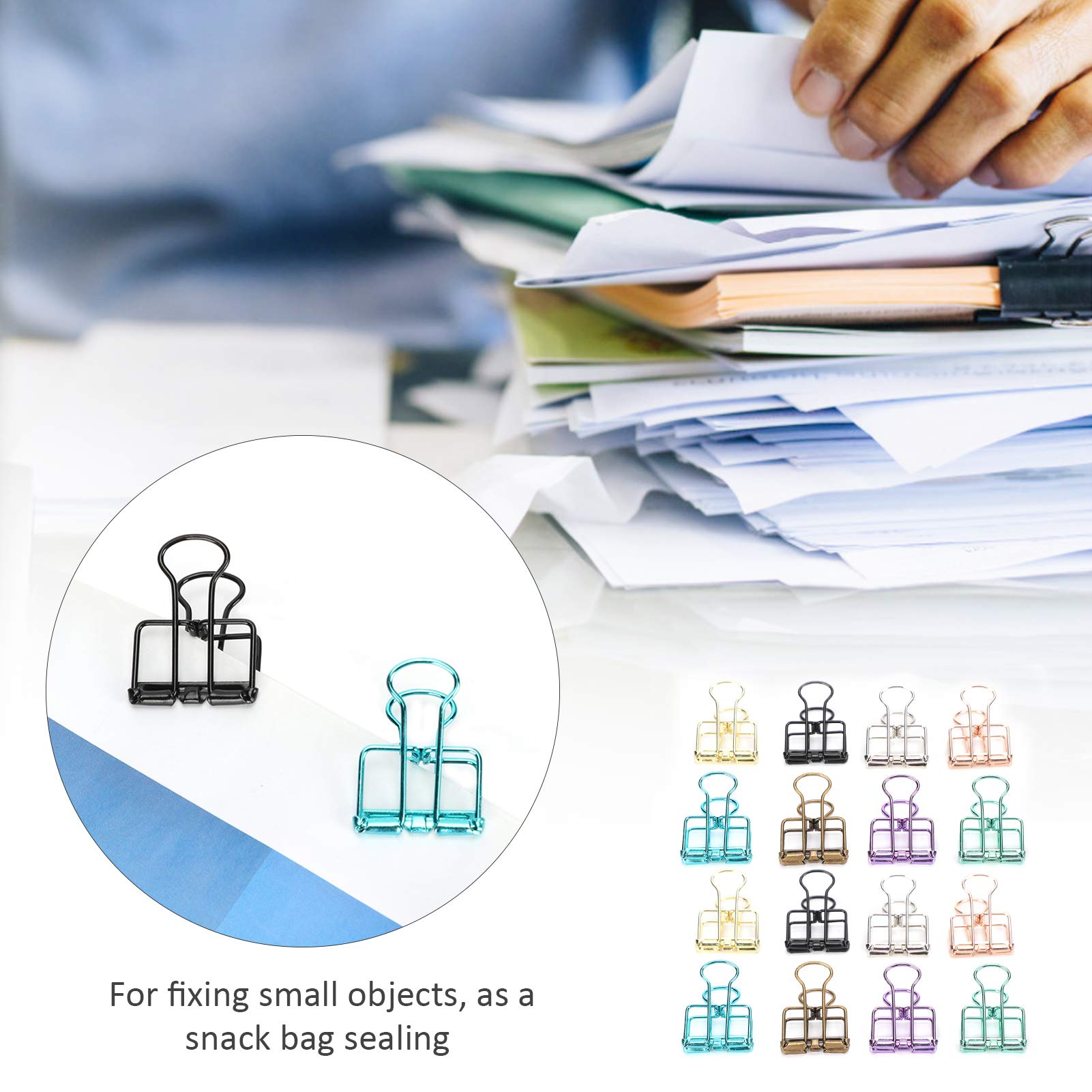 16 Pcs Colorful Hollow Design Binder Clips - 8 Vibrant Colors, Small (0.8 x 1.1 Inch) - Perfect for Office Documents, School Projects, Home Organization & Crafting