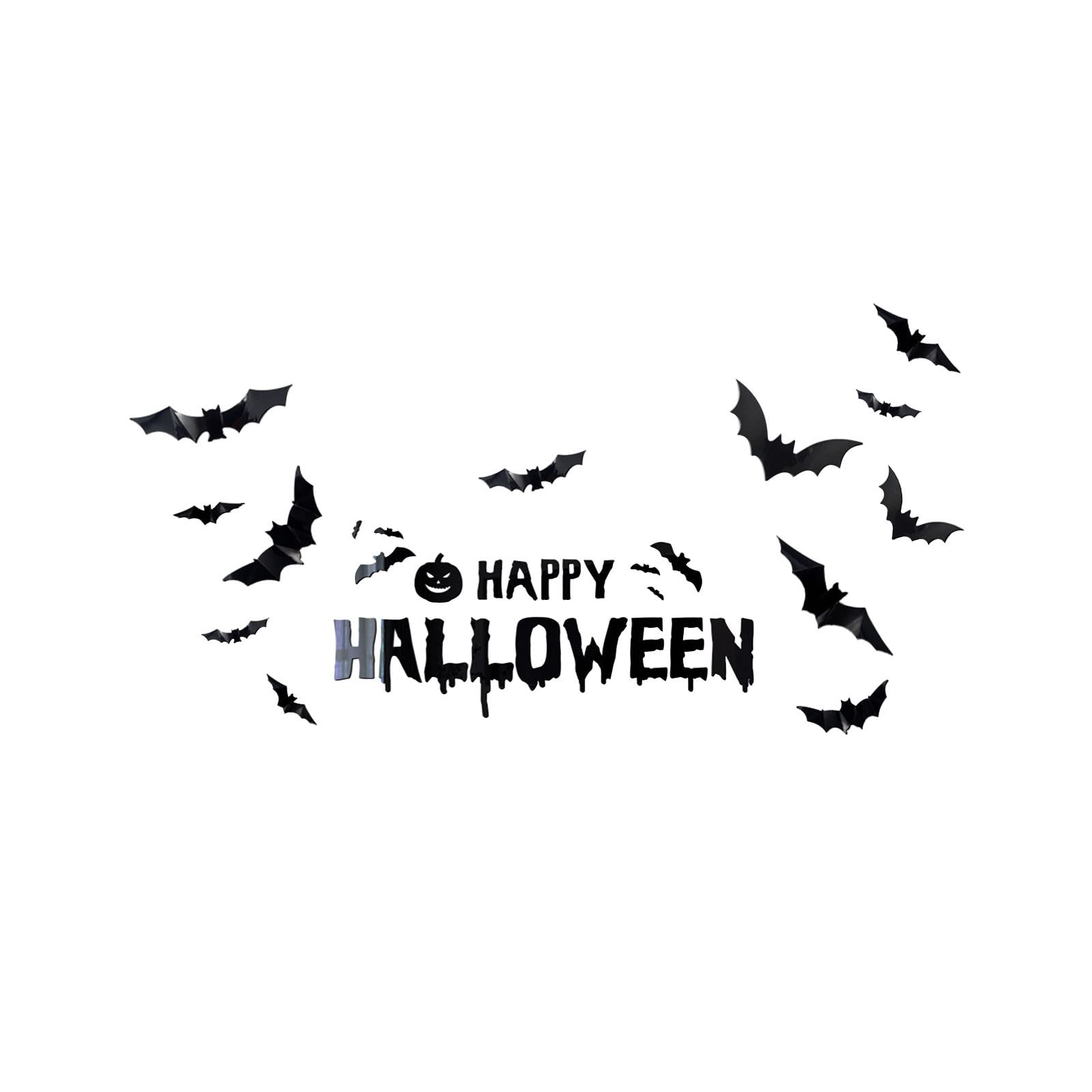 3D Halloween Bat Wall Decals - Self-Adhesive Black Bat Decorations for Wall, Mirror & Room - DIY Spooky Halloween Party & Home Decor - Perfect for Halloween Parties, Haunted Houses & Themed Events