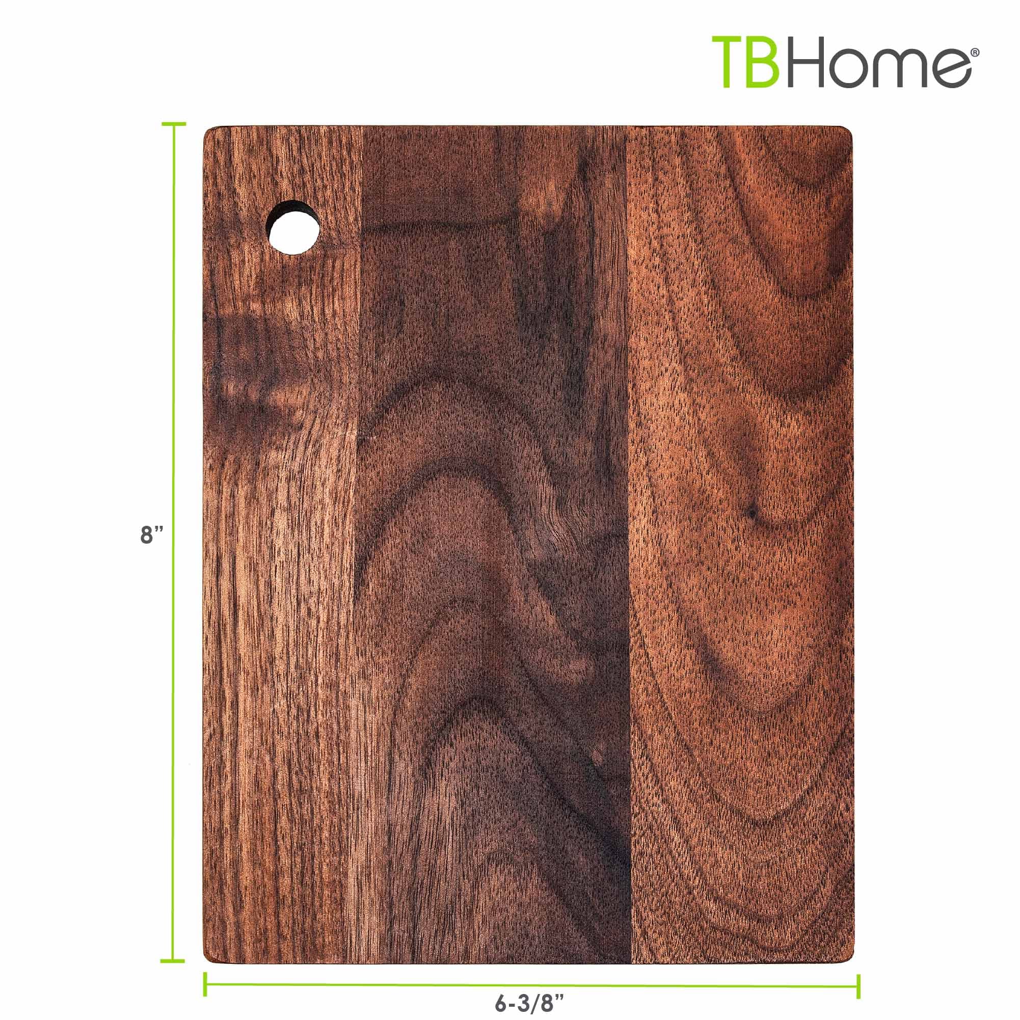 Premium Walnut Wood Small Cutting Board 8x6.3 Inches - TB Home® Durable Kitchen Chopping Board for Cheese, Fruits, Vegetables - Perfect for Home, Camping, Gifts