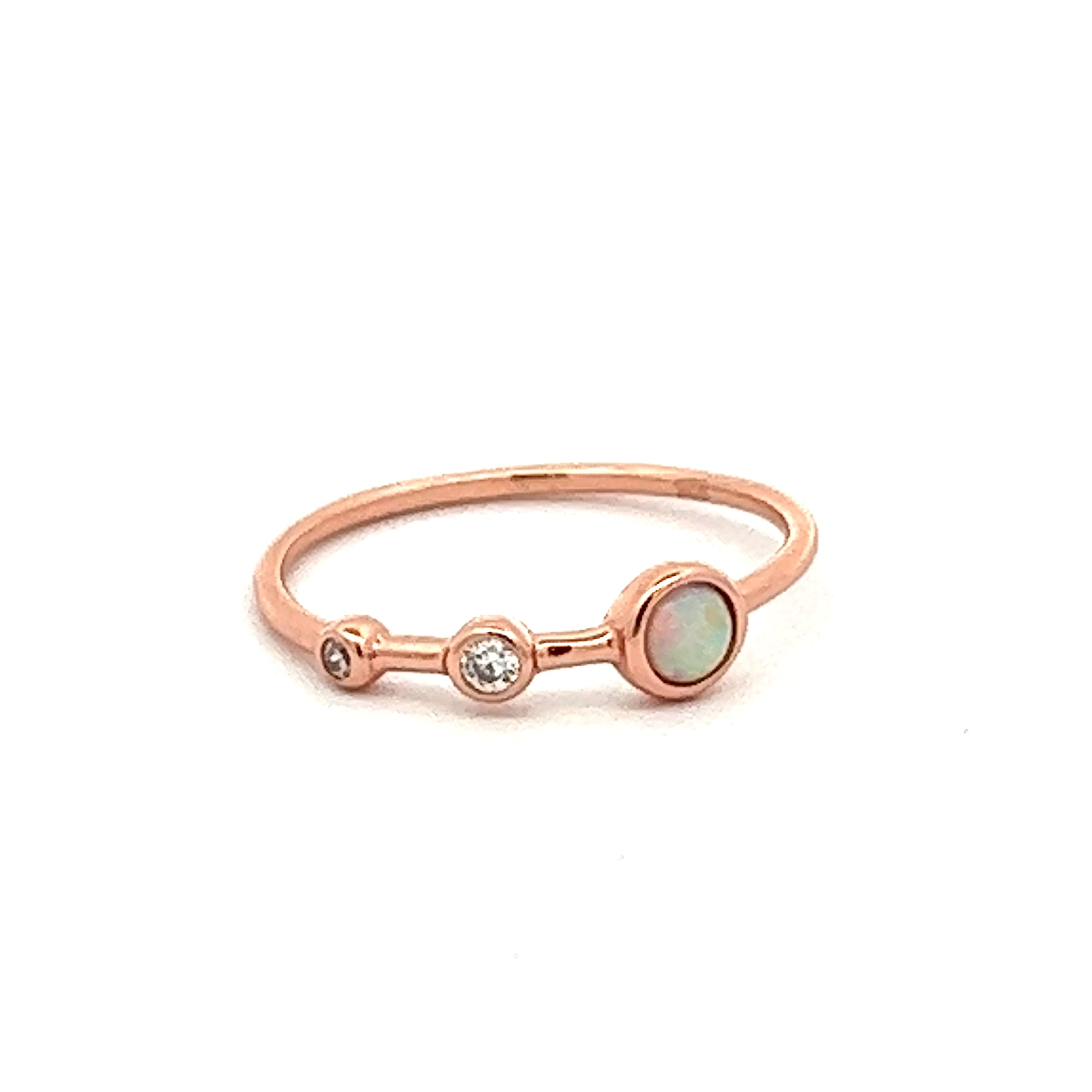 Opal Ring for Women - 925 Sterling Silver Rose Gold Vermeil Bezel Ring with Chocolate & Rose Accents | Elegant Jewelry for Weddings, Anniversaries & Special Occasions