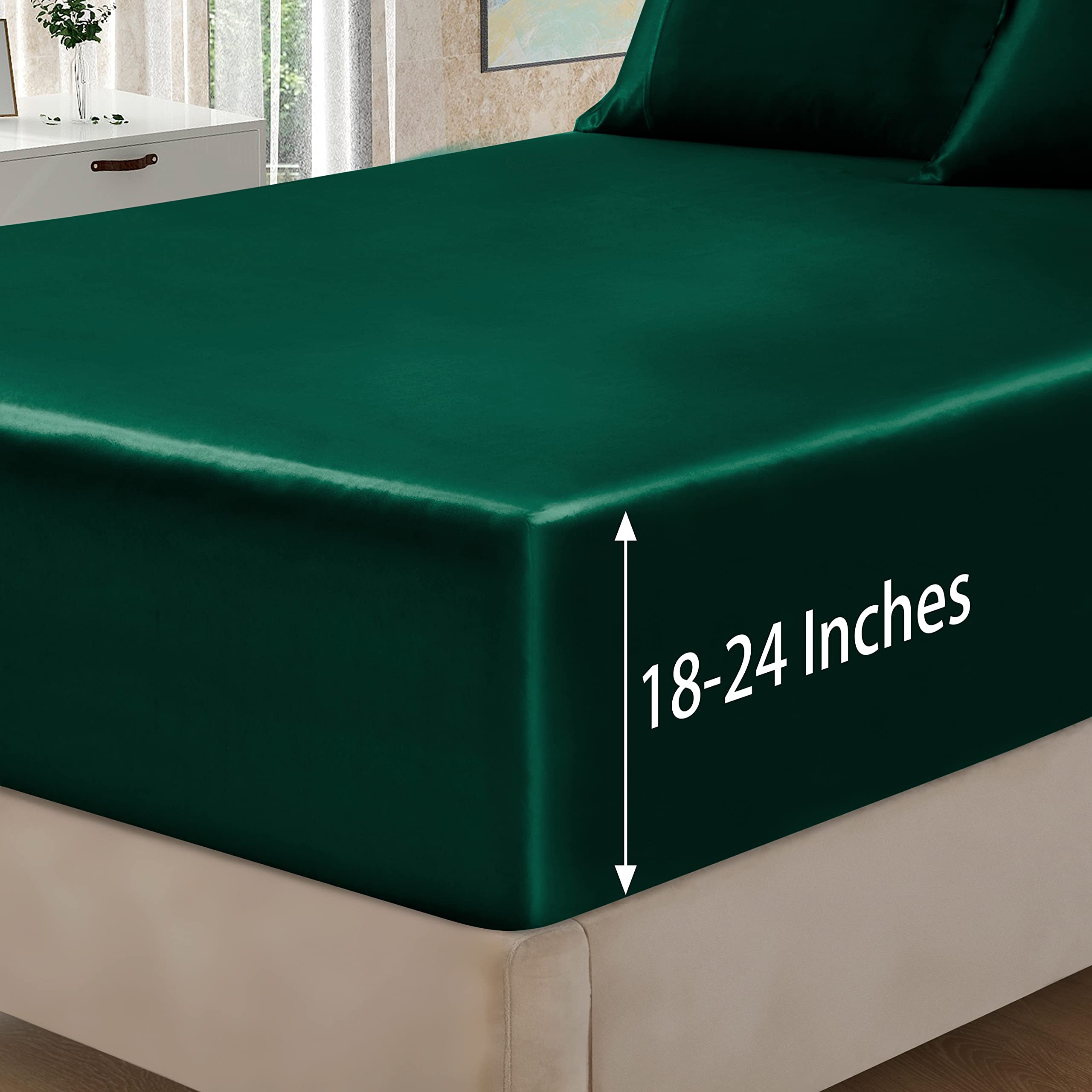 Deep Pocket Satin Sheets 4pc Set - Full Size, 18-24
